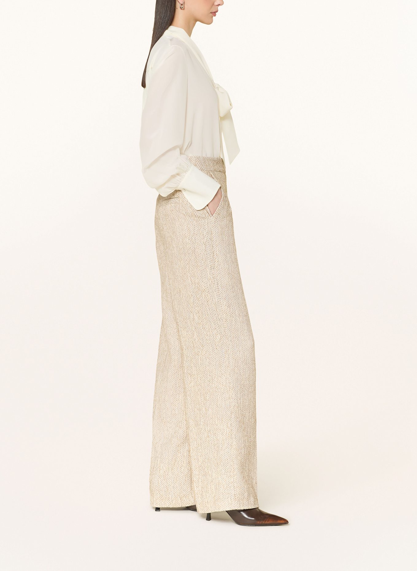 TED BAKER IVORY wide leg trousers: ECRU/ BEIGE/ CREAM