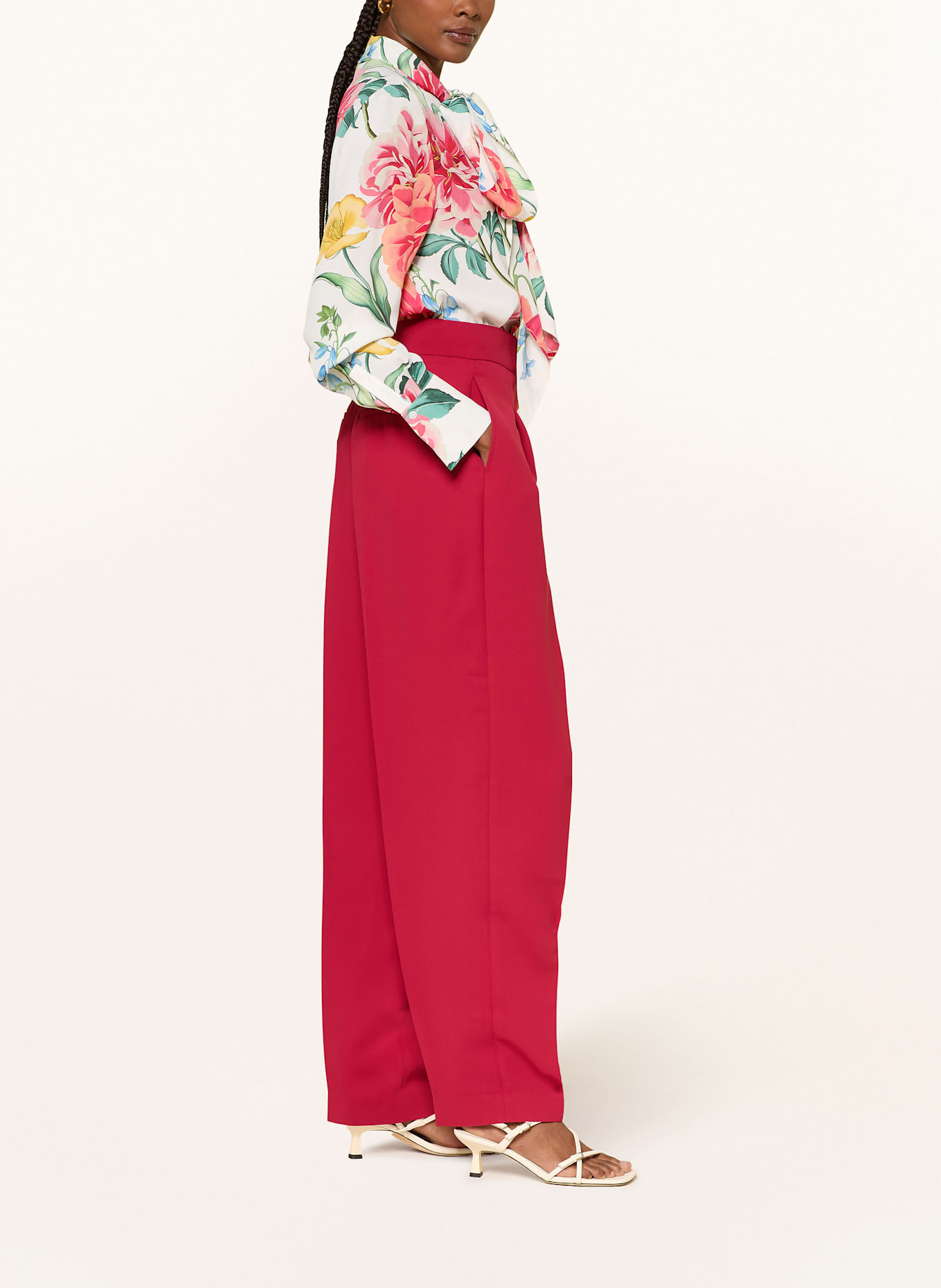 TED BAKER MORRIAT wide leg trousers: DARK RED