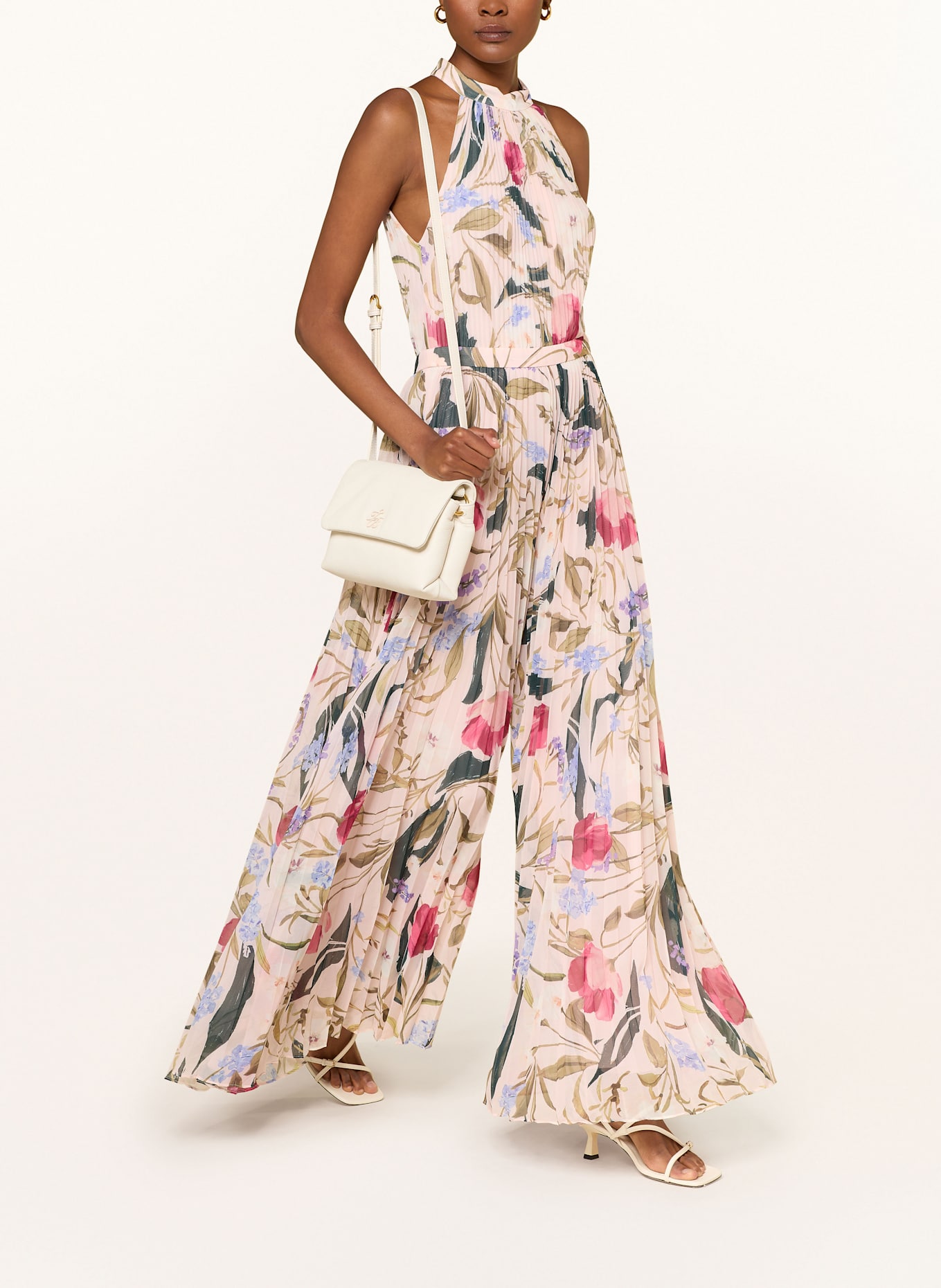 TED BAKER CURCLOA jumpsuit with pleats: LIGHT PINK/ PINK/ GREEN