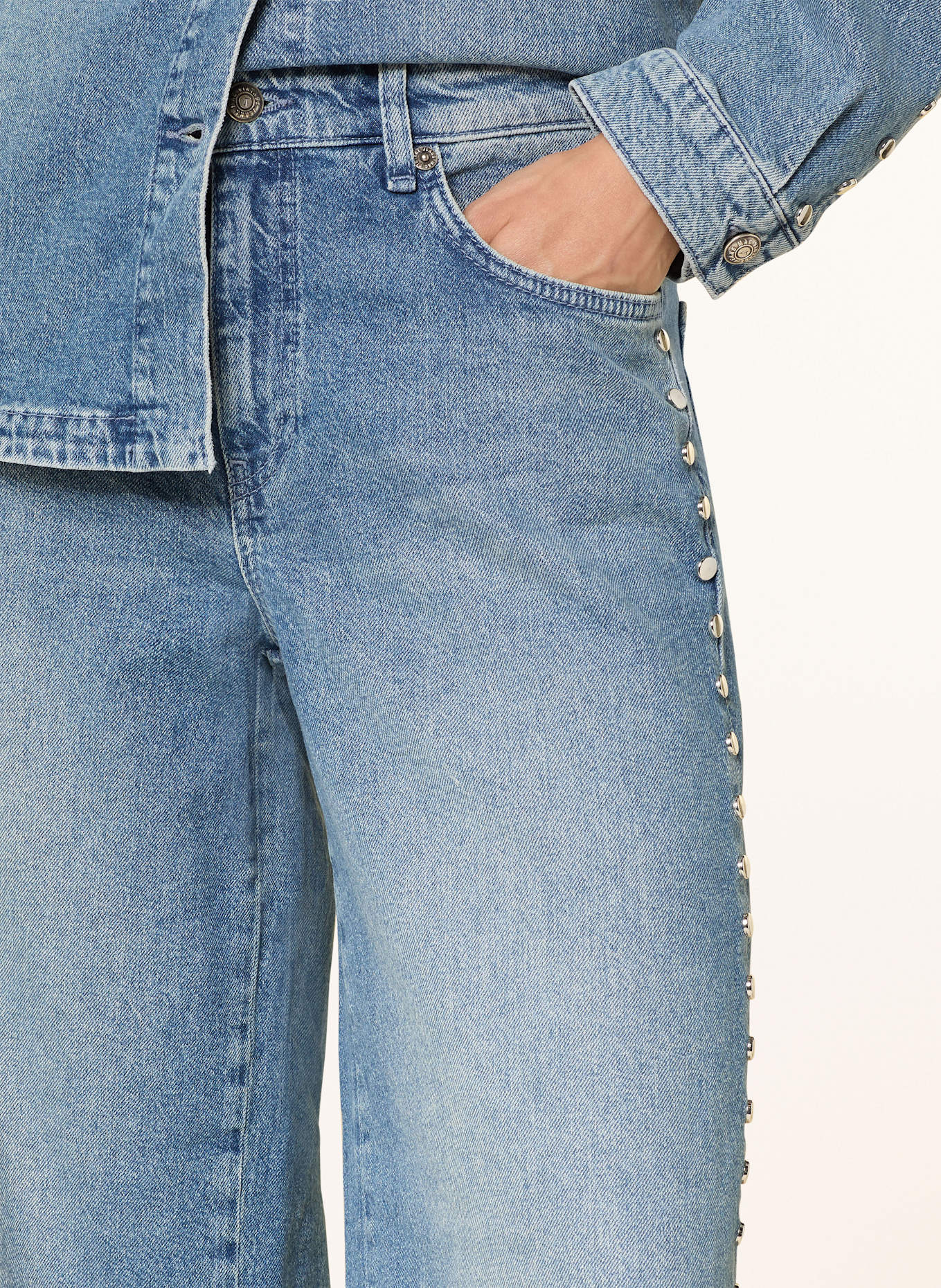 MAC Wide Leg Jeans NEVADA mit Nieten: D470 sporty midblue