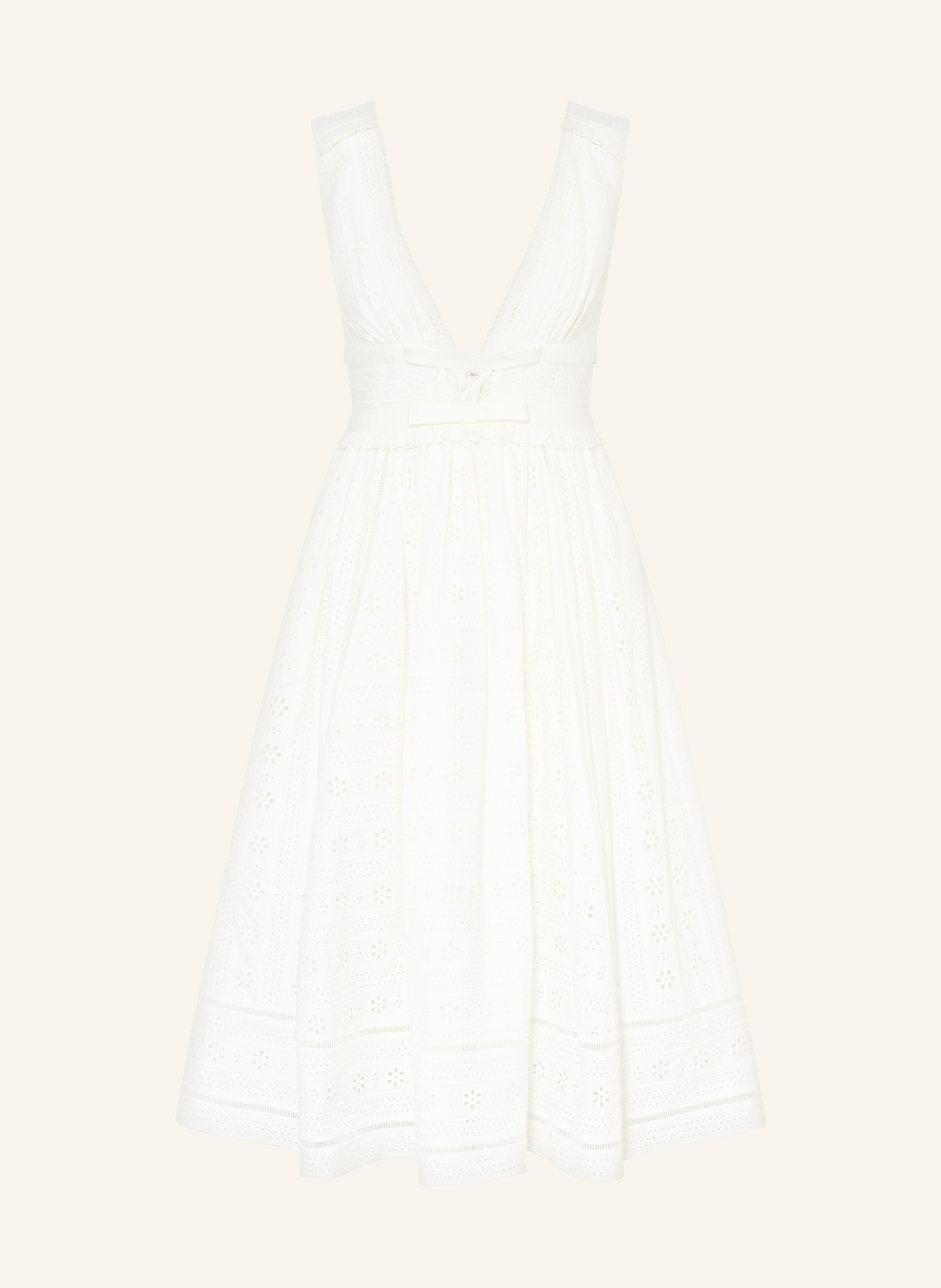 self-portrait Kleid aus Lochspitze mit Rüschen: WEISS