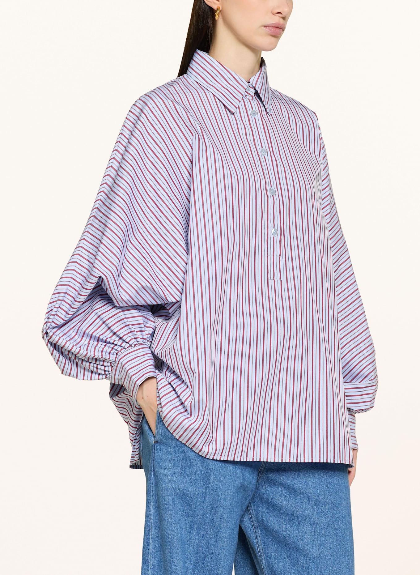 SoSUE Blusenshirt ANTONIA: HELLBLAU / ROT