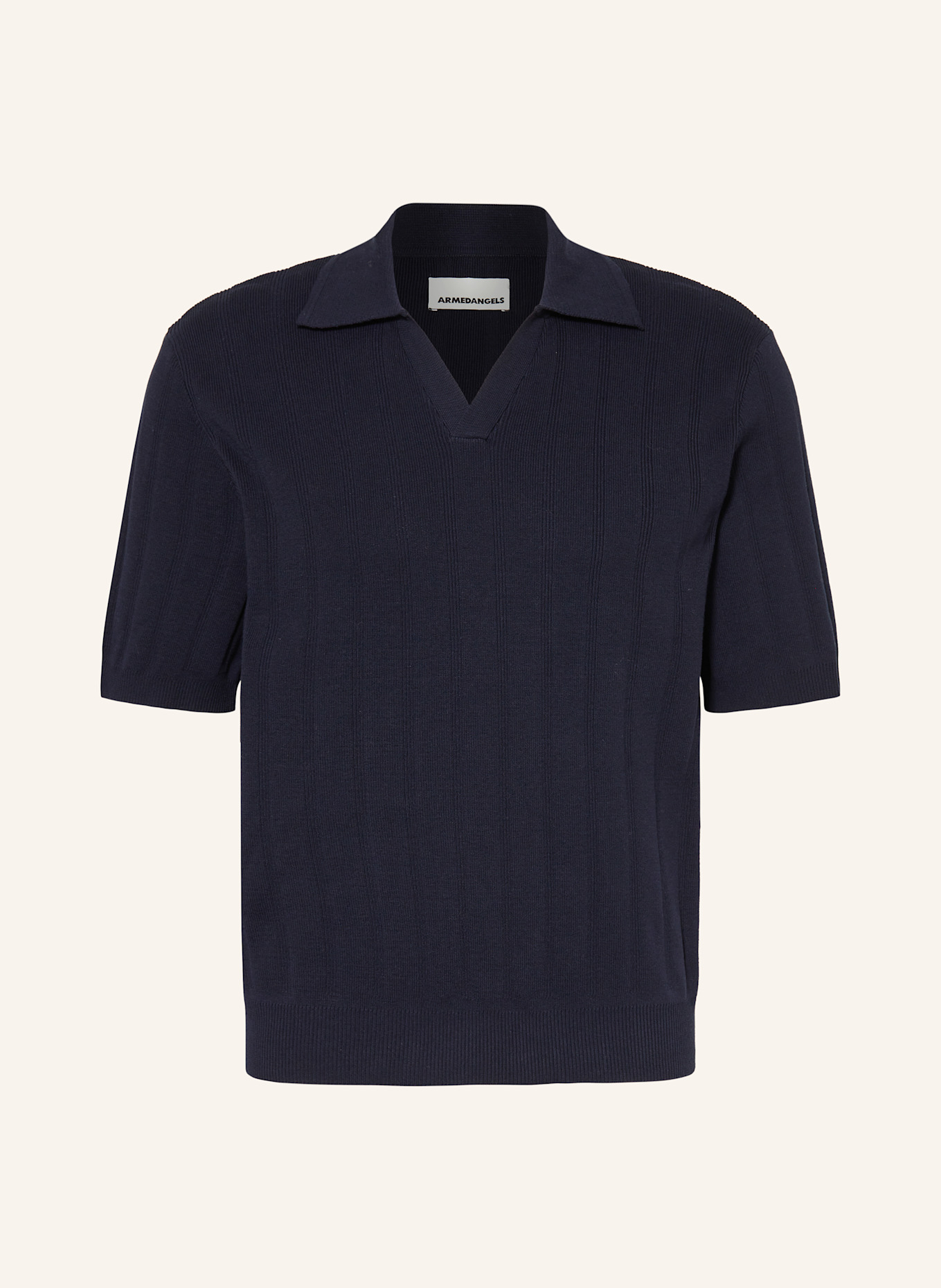 ARMEDANGELS Strick-Poloshirt AARVEN Regular Fit: DUNKELBLAU