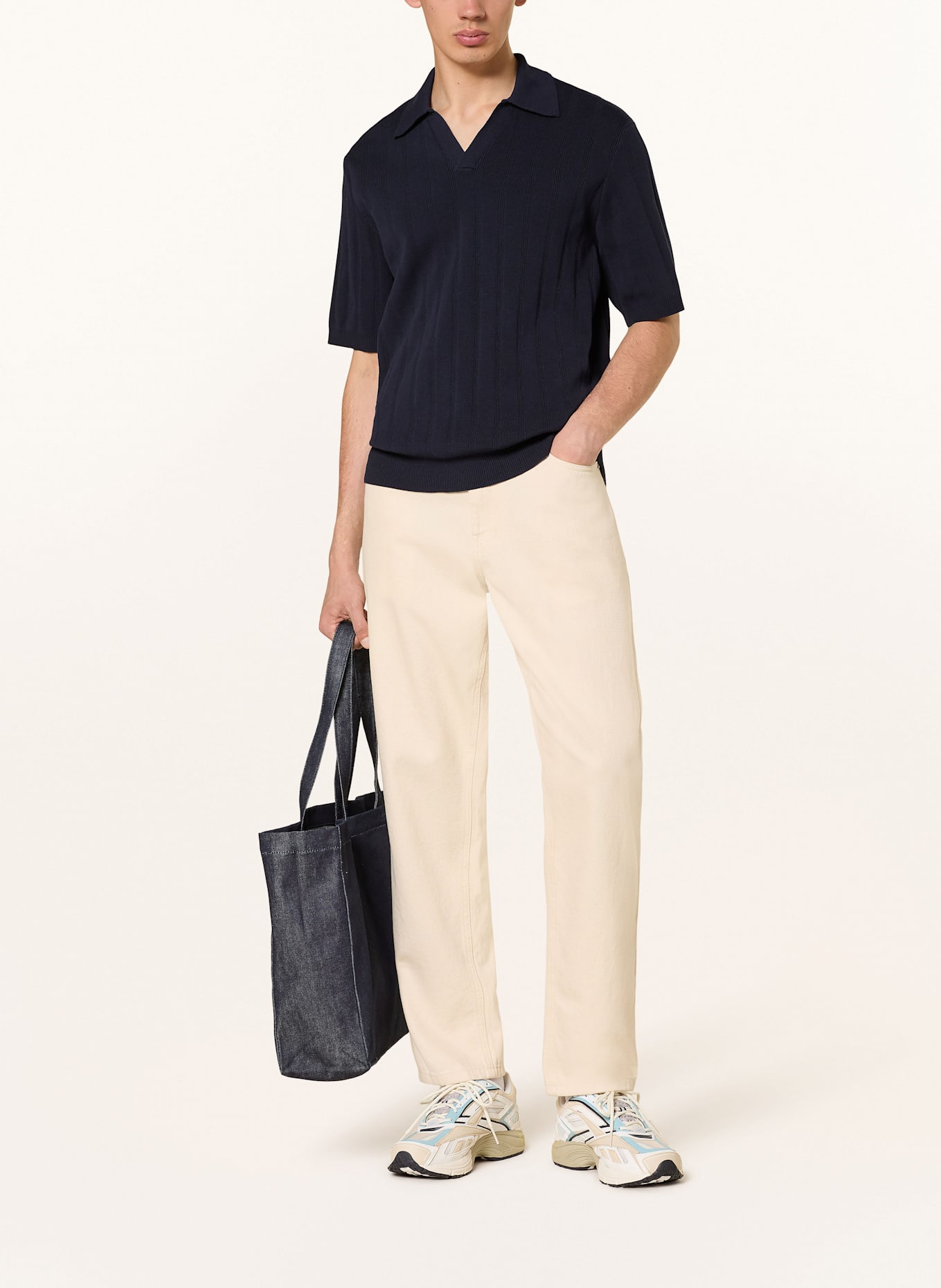 ARMEDANGELS Strick-Poloshirt AARVEN Regular Fit: DUNKELBLAU