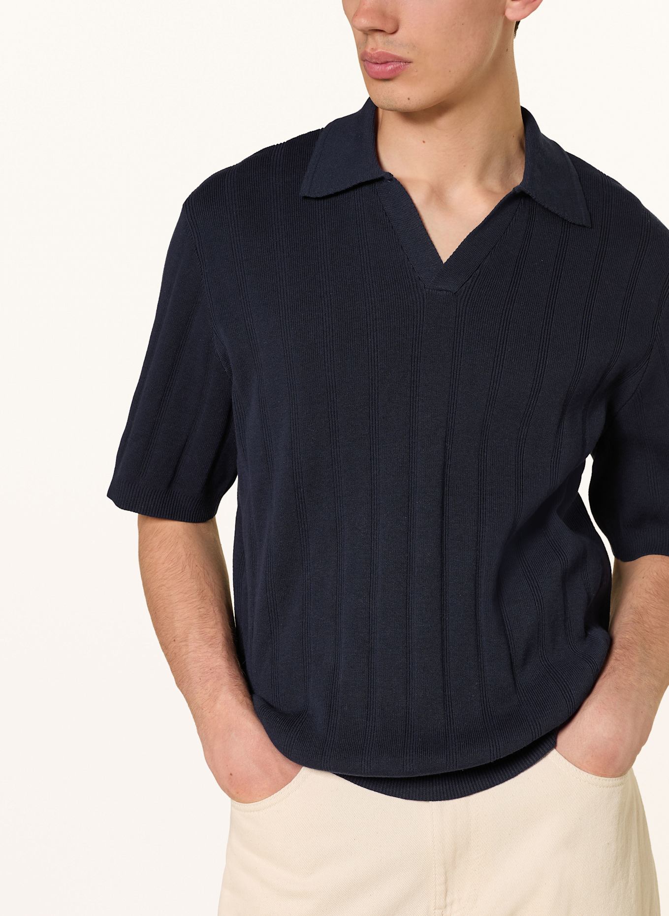 ARMEDANGELS Strick-Poloshirt AARVEN Regular Fit: DUNKELBLAU