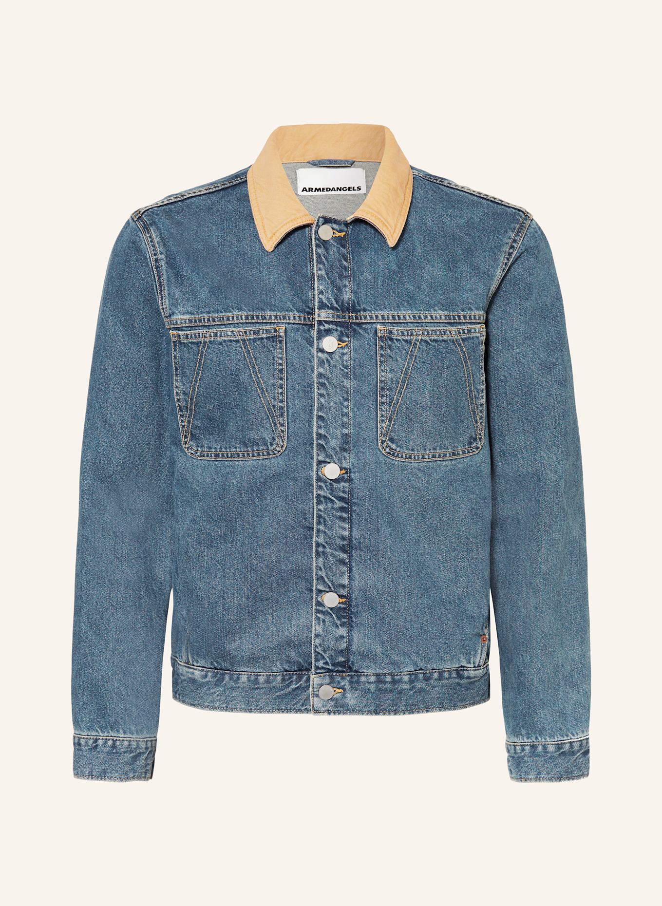 ARMEDANGELS Jeansjacke AASHTON: DUNKELBLAU / BEIGE