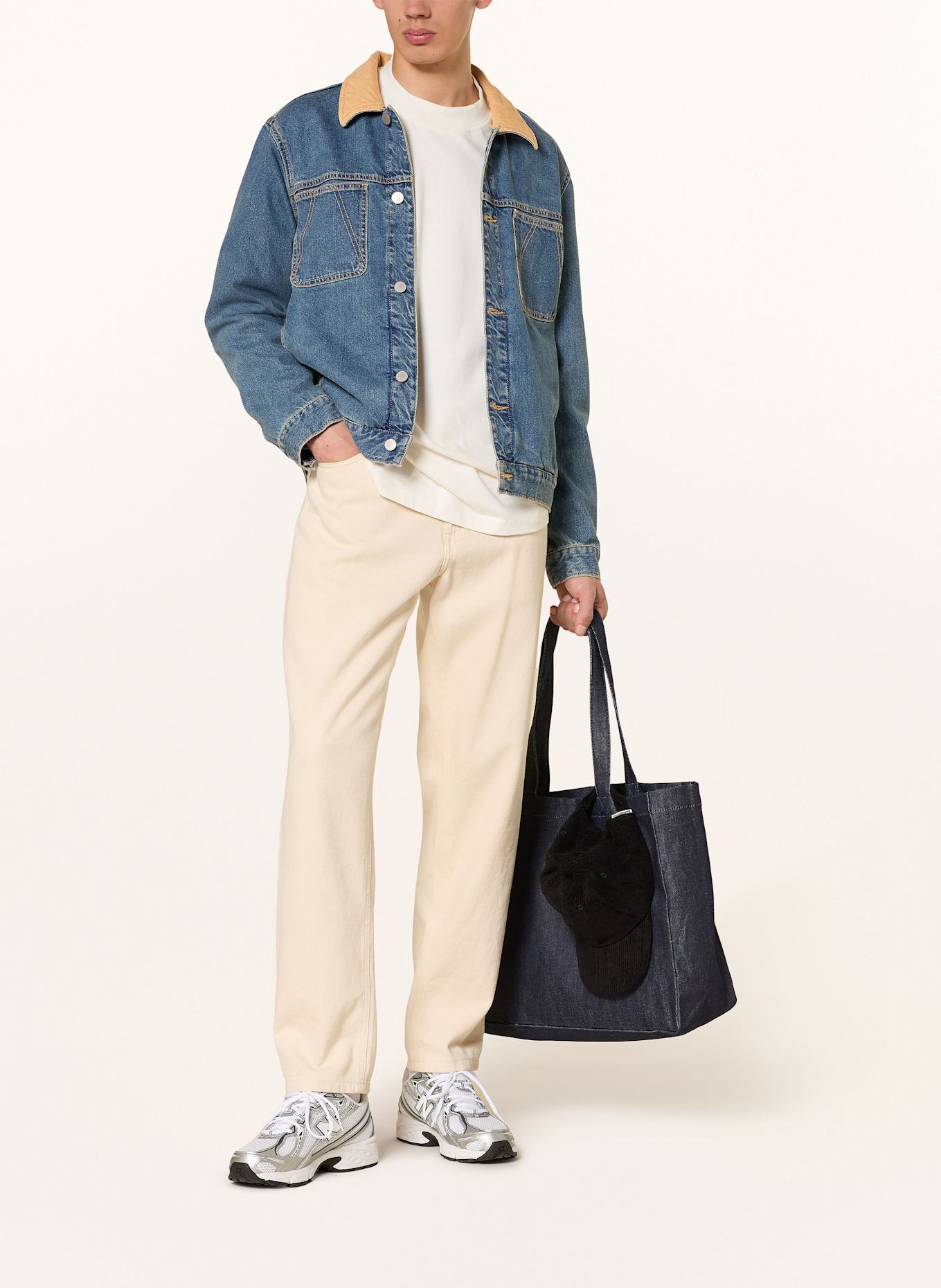 ARMEDANGELS Jeansjacke AASHTON: DUNKELBLAU / BEIGE