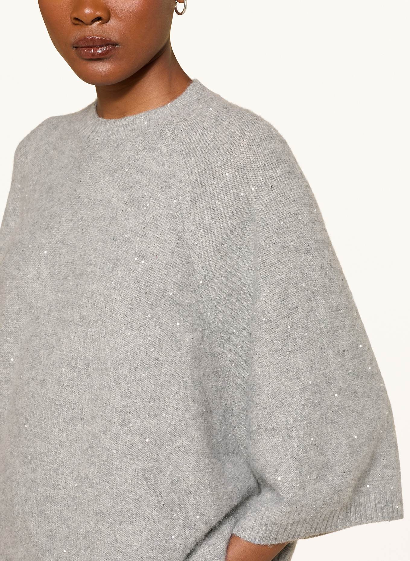 FABIANA FILIPPI Pullover mit 3/4-Arm und Pailletten: GRAU