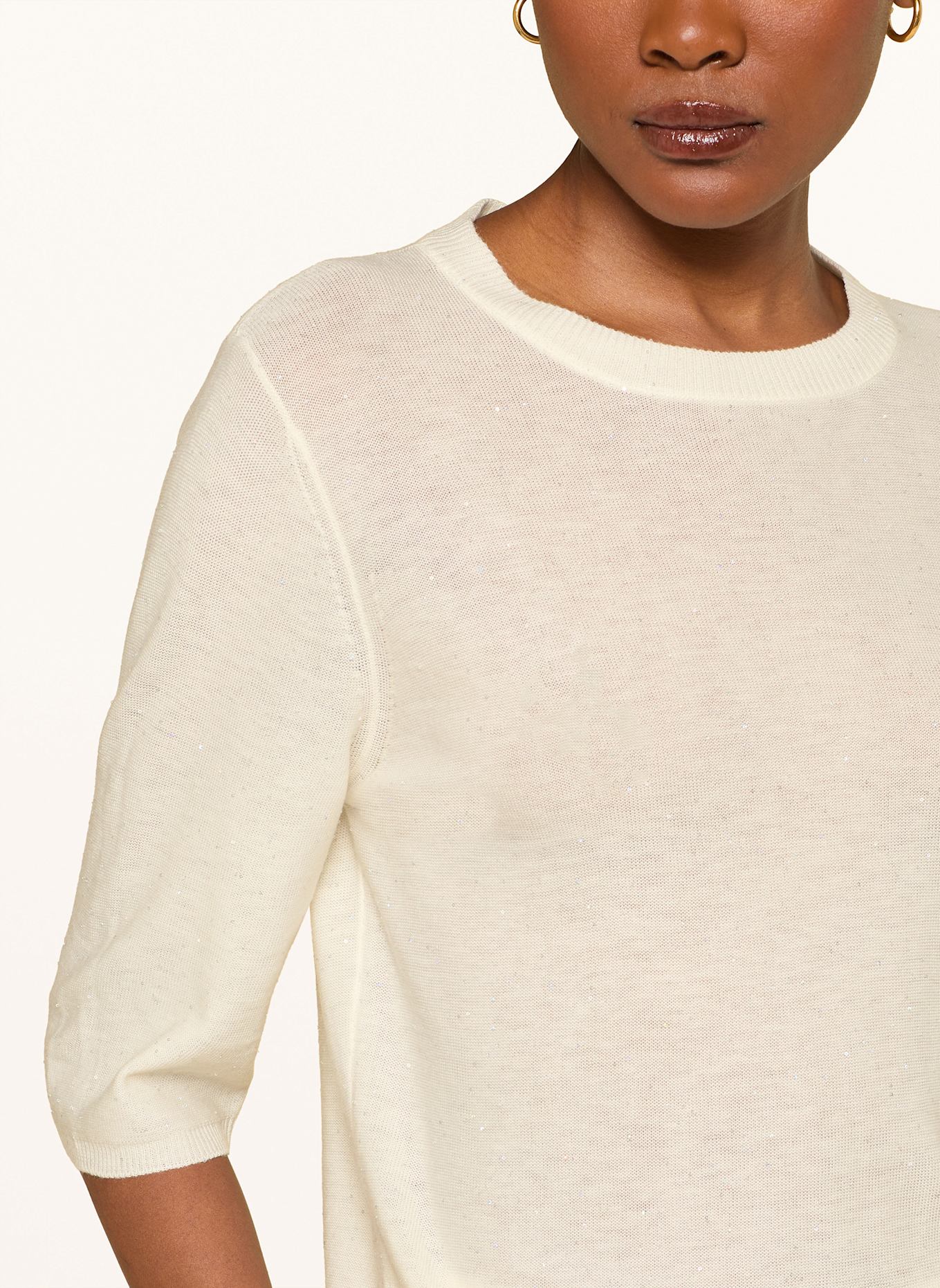 FABIANA FILIPPI Knit shirt with sequins in ecru