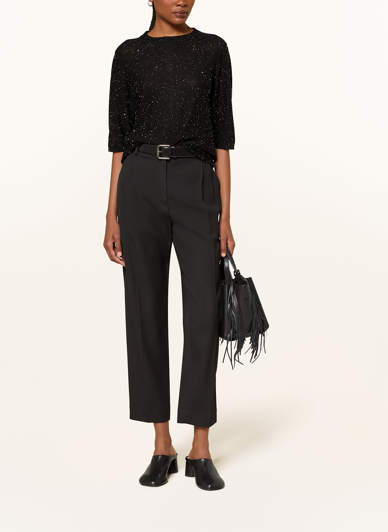 FABIANA FILIPPI Strickshirt mit Pailletten: SCHWARZ