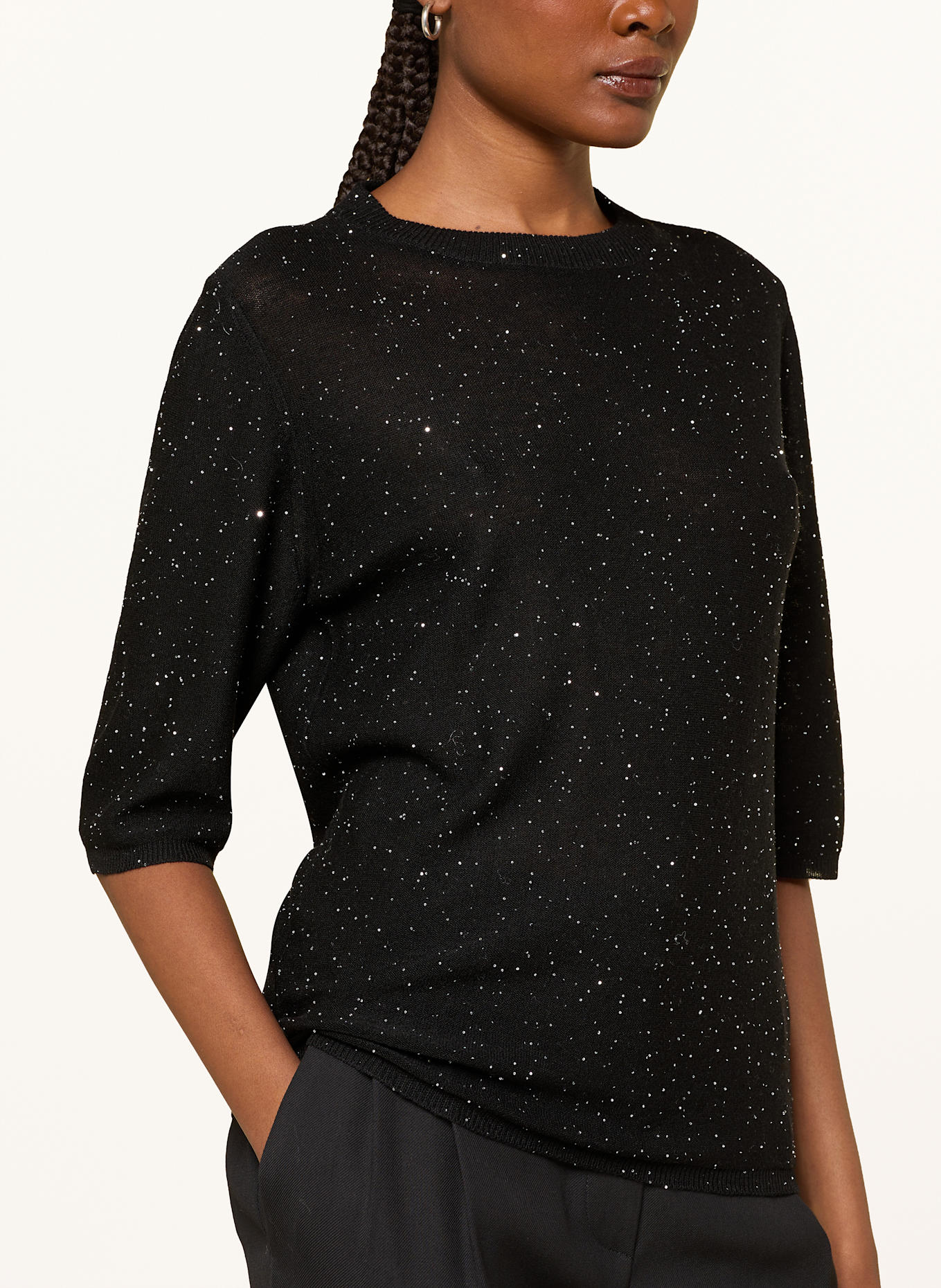 FABIANA FILIPPI Strickshirt mit Pailletten: SCHWARZ