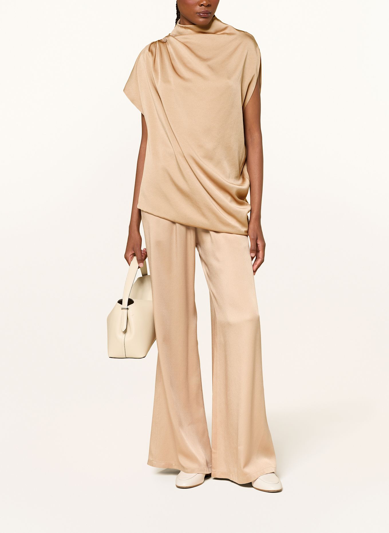 FABIANA FILIPPI Blusentop aus Satin mit Schmucksteinen: GOLD