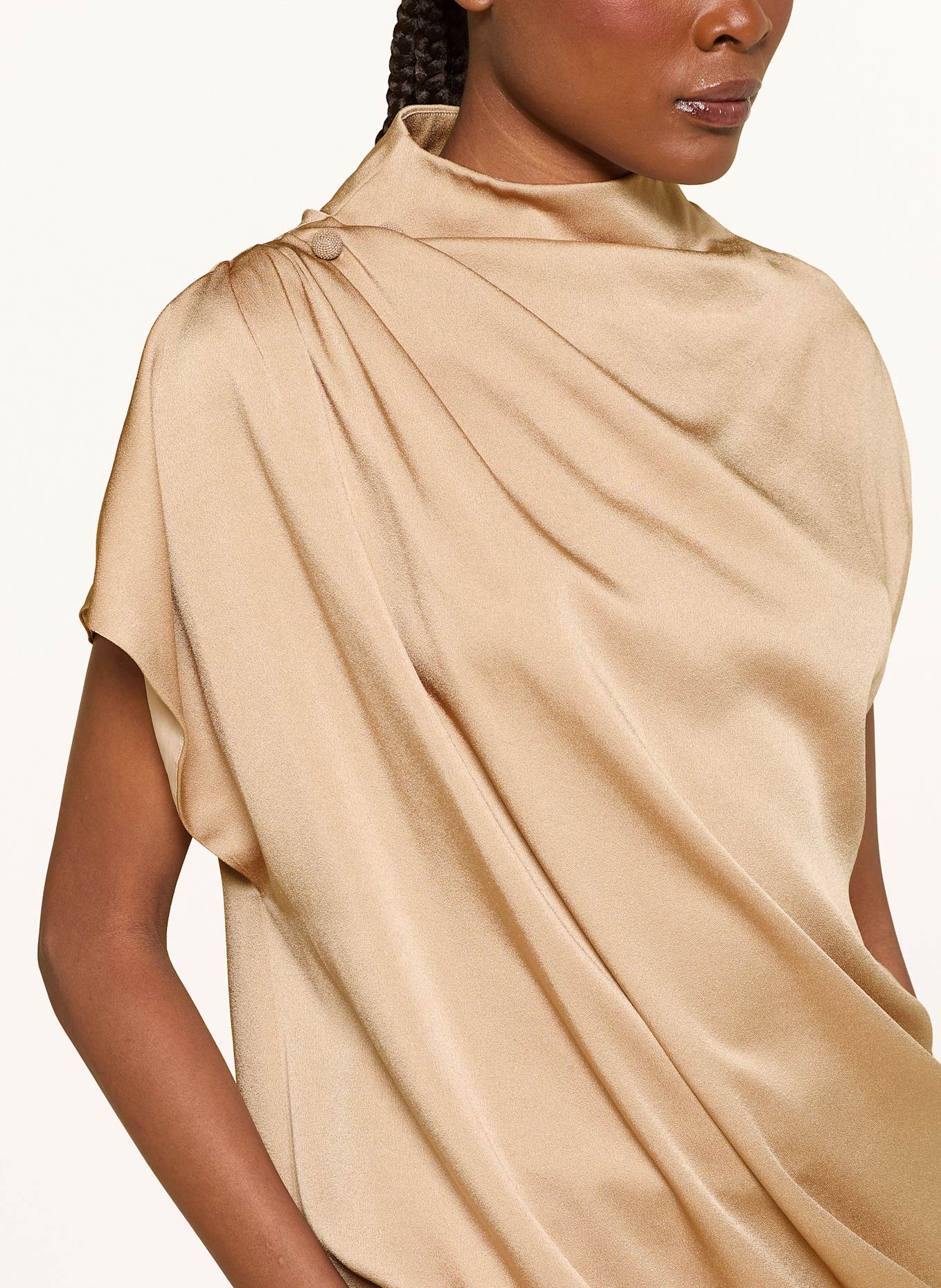 FABIANA FILIPPI Blusentop aus Satin mit Schmucksteinen: GOLD