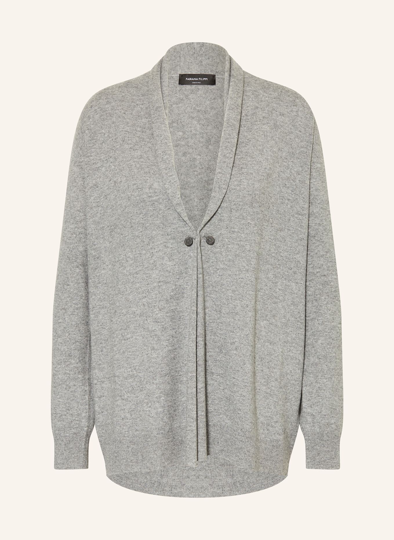 FABIANA FILIPPI Strickhülle mit Schmucksteinen: GRAU