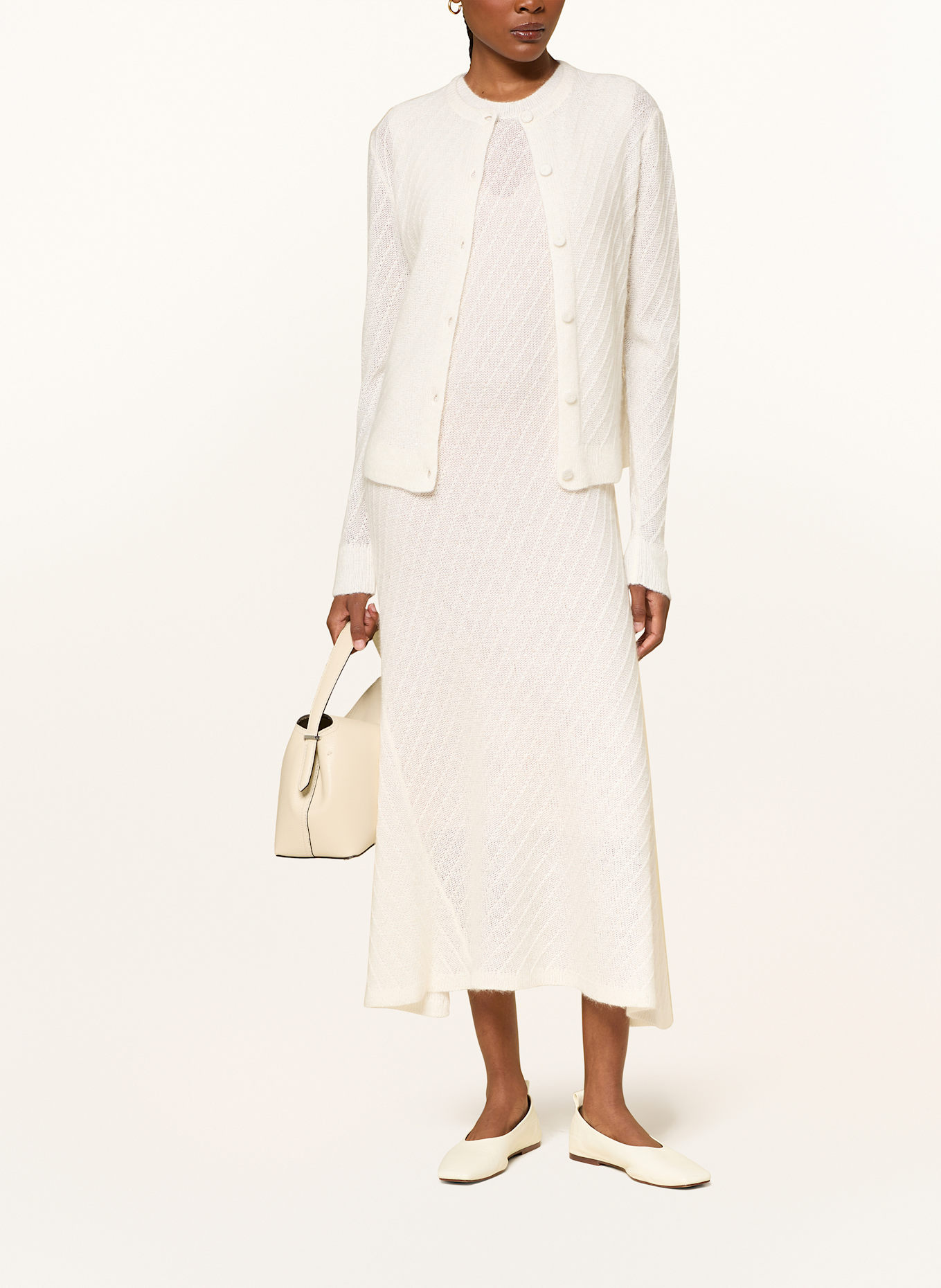 FABIANA FILIPPI Strickkleid mit Pailletten: WEISS