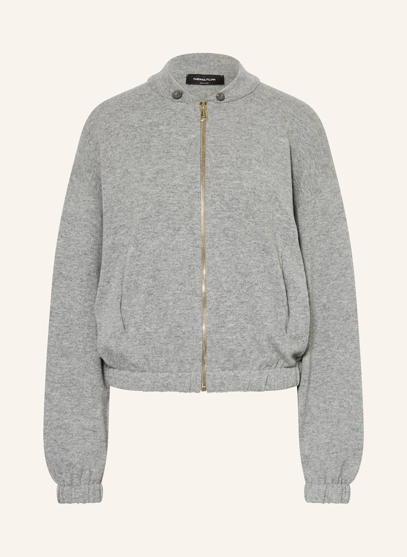 FABIANA FILIPPI Bomber jacket with decorative gems in gray FABIANA FILIPPI Bomber jacket with decorative gems in gray