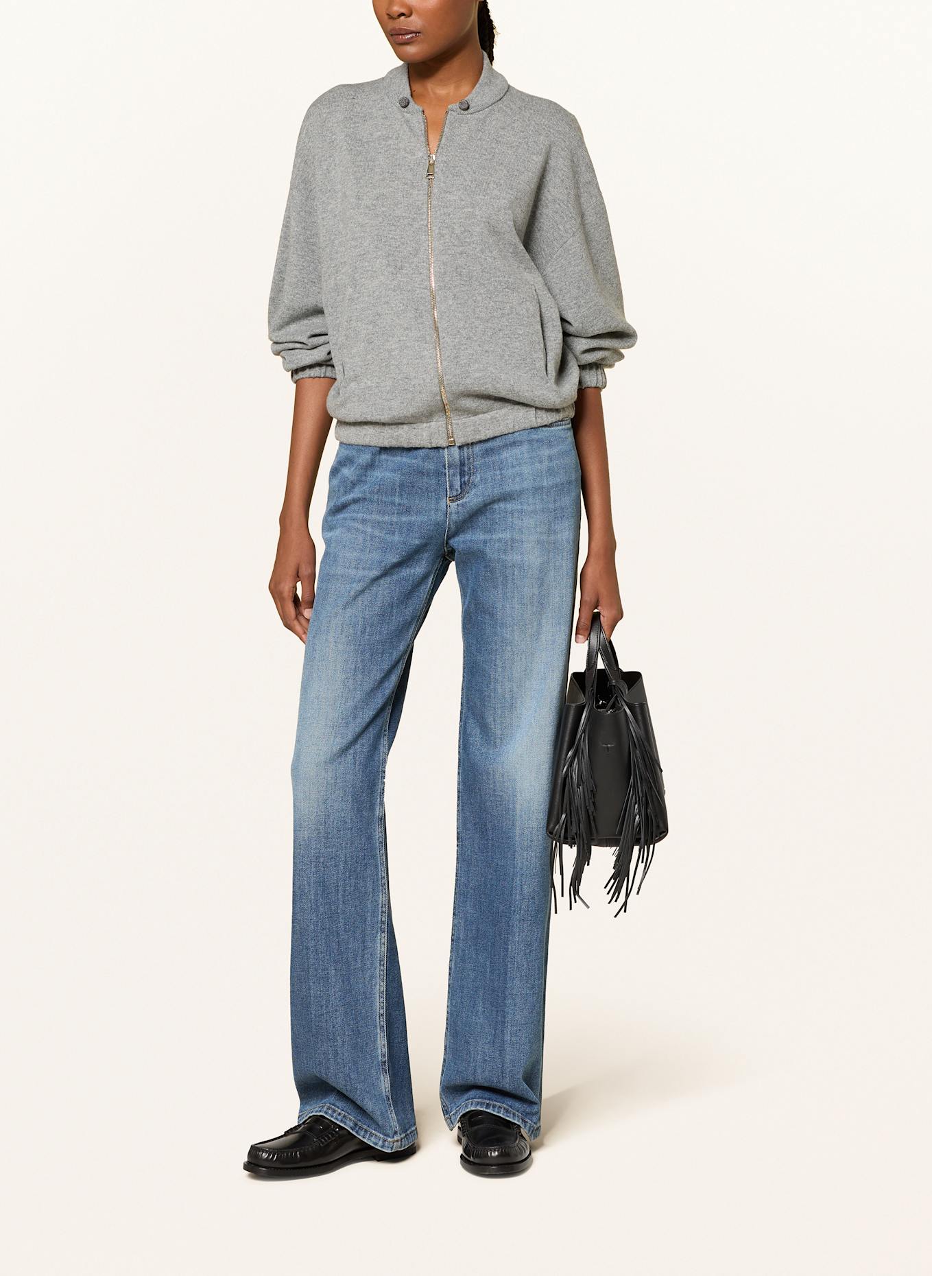 FABIANA FILIPPI Bomber jacket with decorative gems in gray