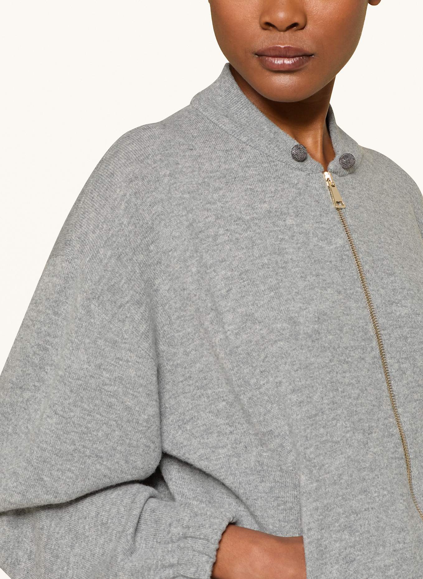 FABIANA FILIPPI Bomber jacket with decorative gems in gray