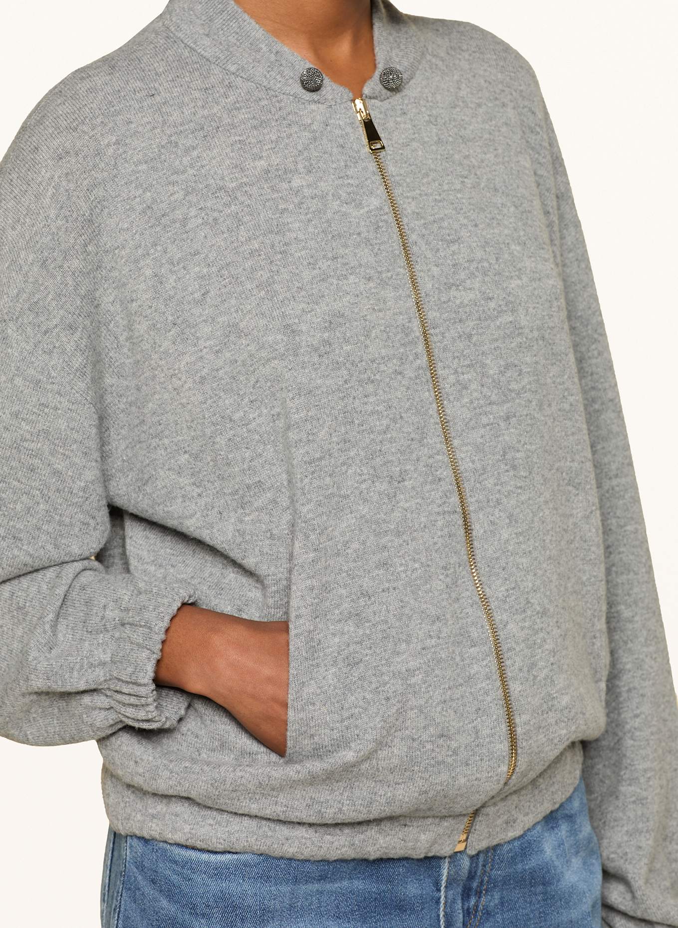 FABIANA FILIPPI Bomber jacket with decorative gems in gray