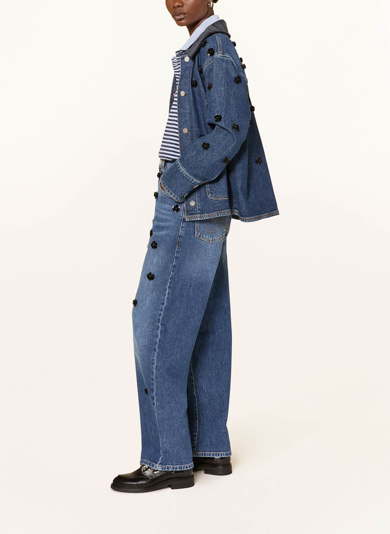 BAUM UND PFERDGARTEN Wide Leg Jeans NARANE mit Pailletten: C7554 Denim Sequince Flower