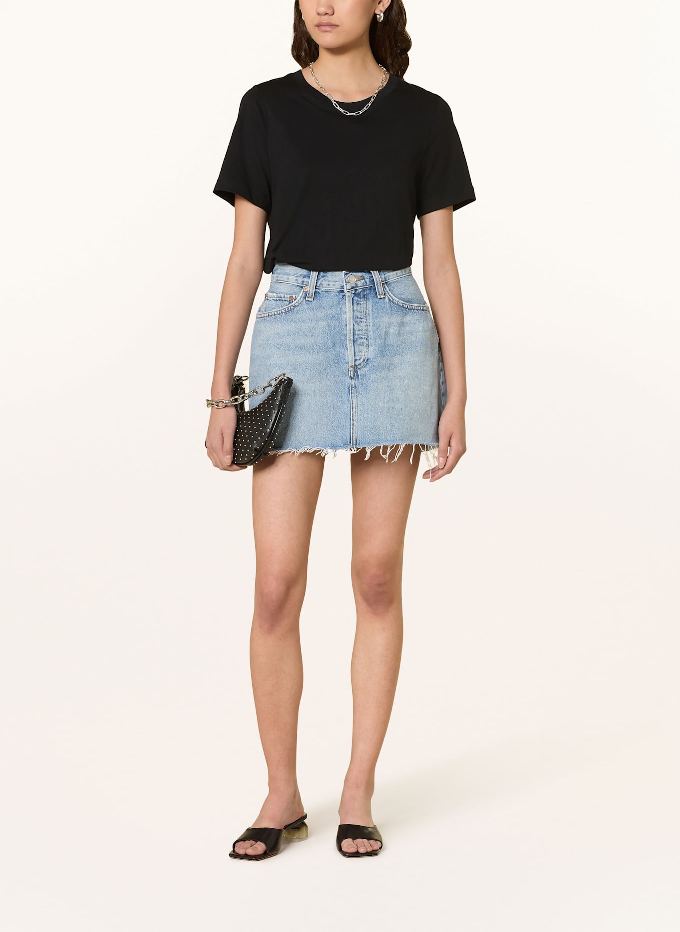 AGOLDE V-WAIST MINI denim skirt: Palm Angels T-Shirts