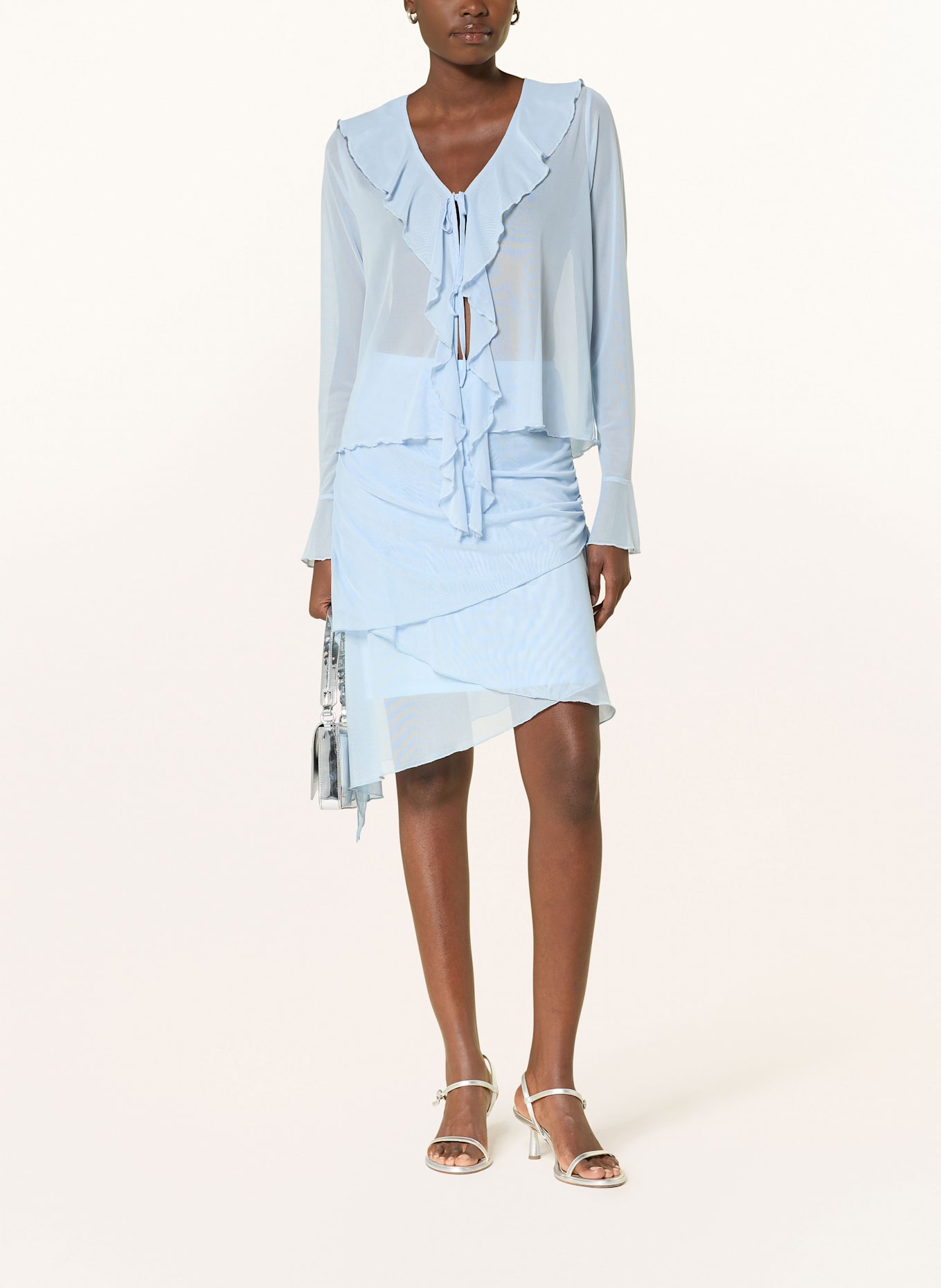 NEO NOIR Blusenshirt ANIKA aus Mesh: HELLBLAU