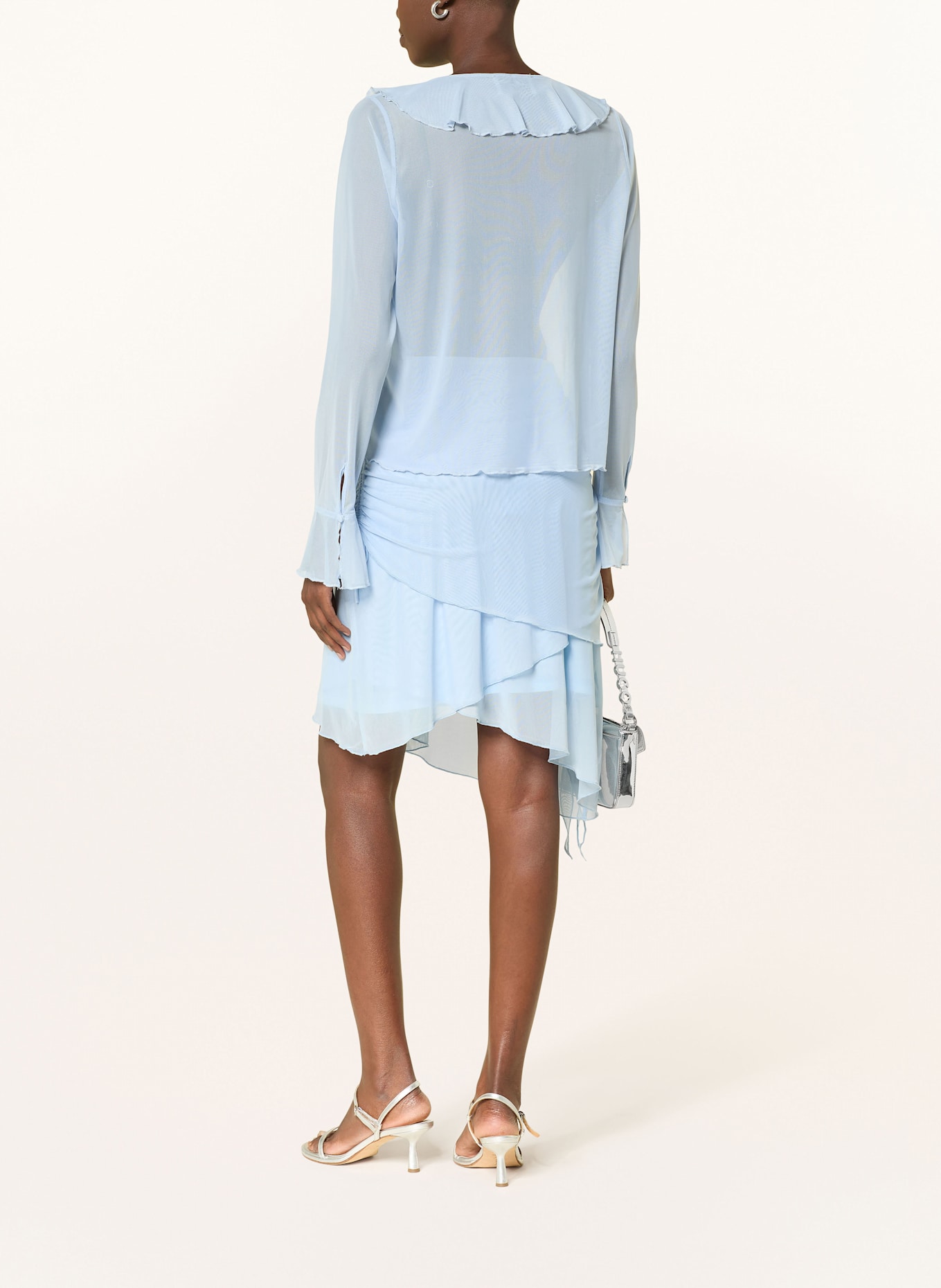 NEO NOIR Blusenshirt ANIKA aus Mesh: HELLBLAU