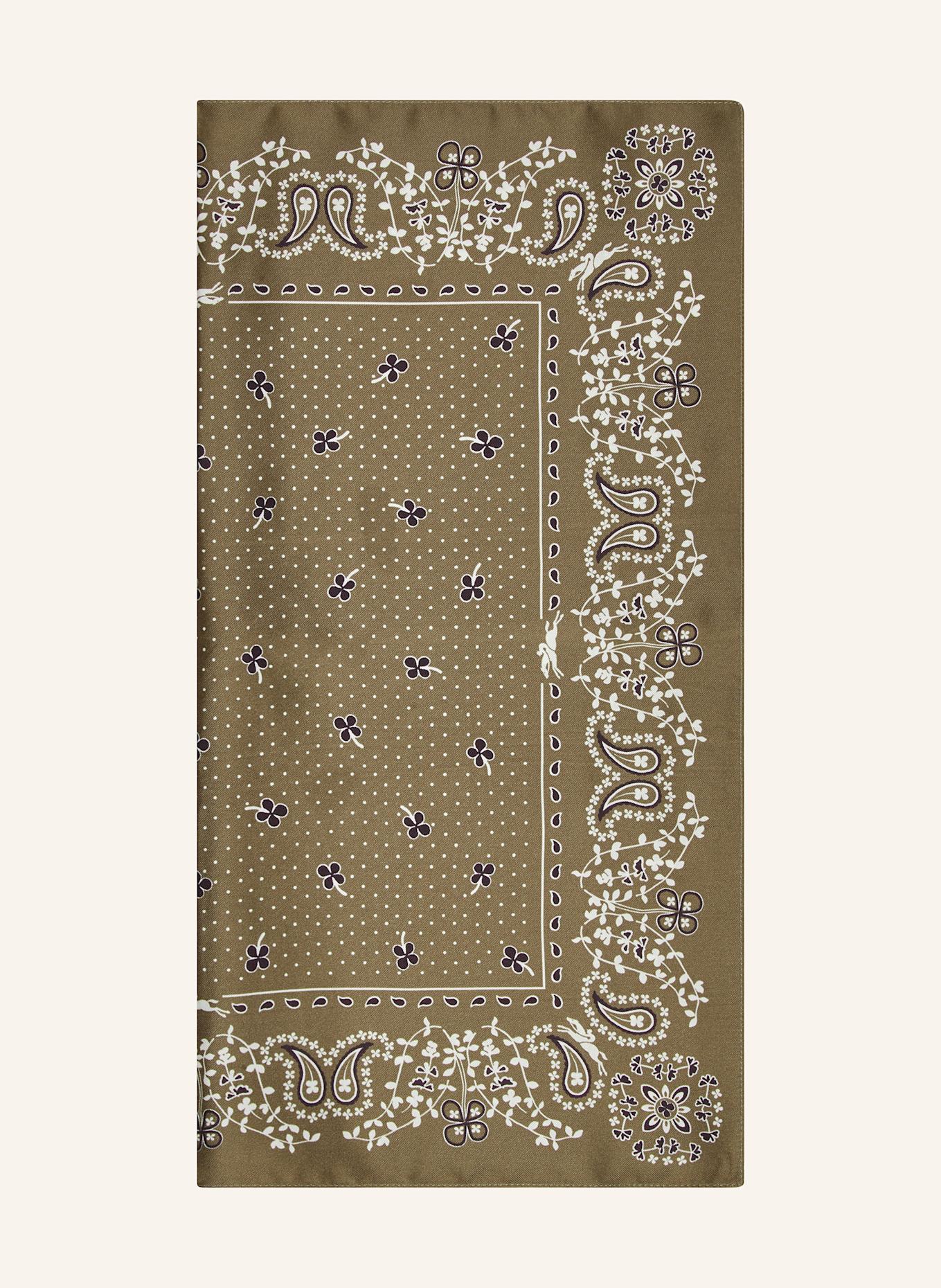 LONGCHAMP Seidentuch FRENCH BANDANA: KHAKI / DUNKELBLAU / WEISS