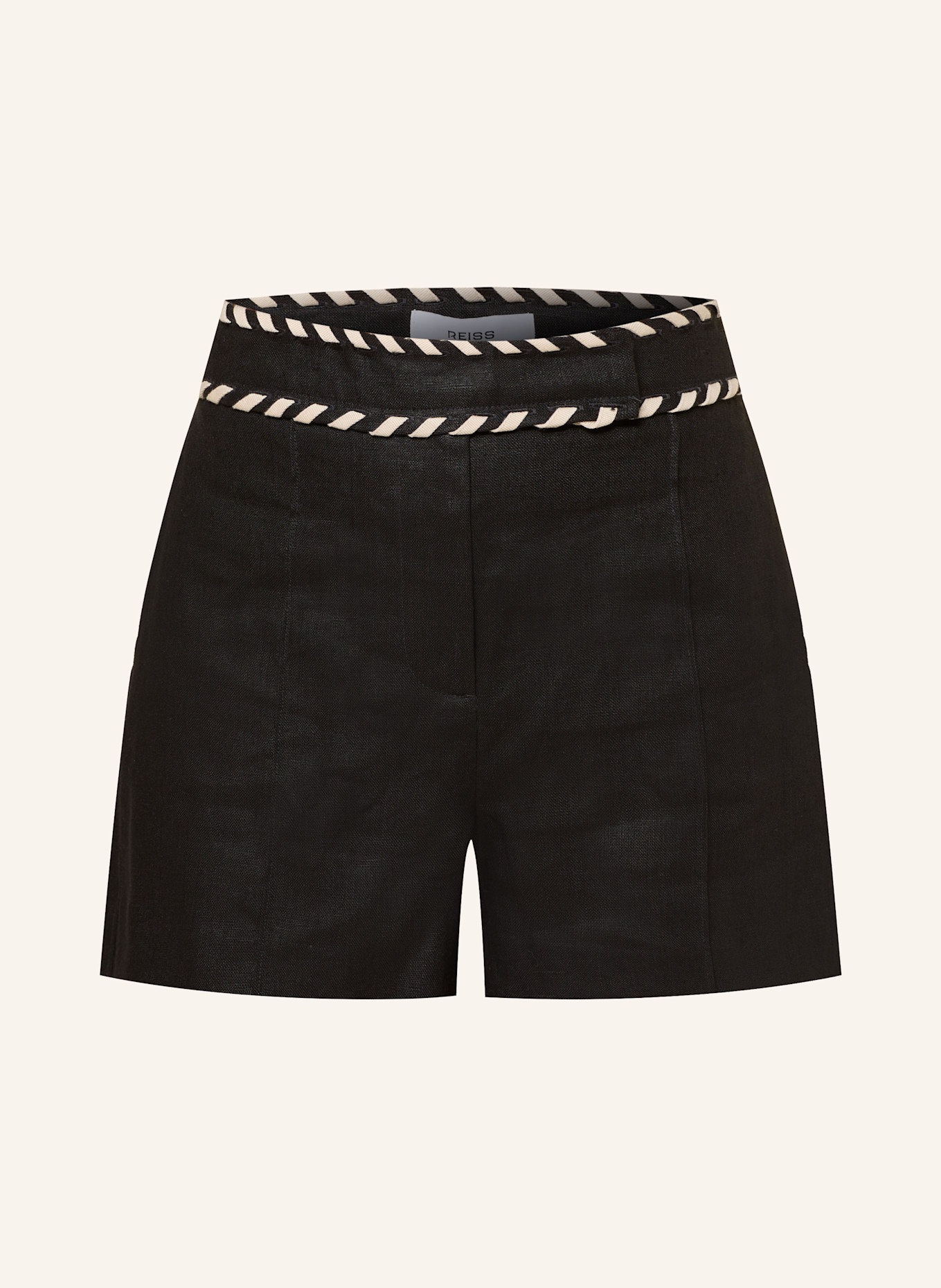 REISS Leinenshorts FAWN: SCHWARZ
