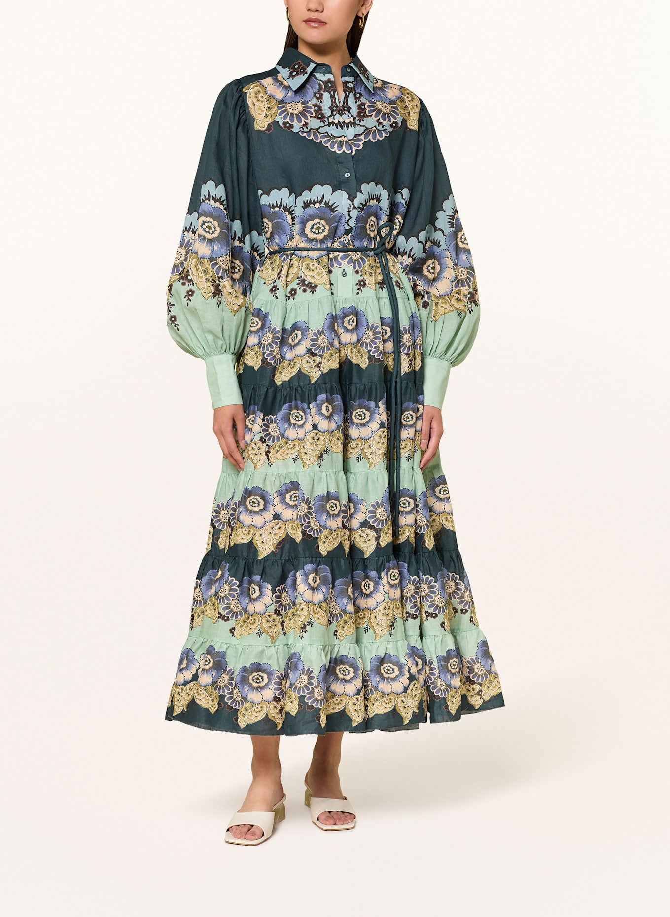 ALÉMAIS Hemdblusenkleid MADALENA: PETROL/ BLAU/ MINT