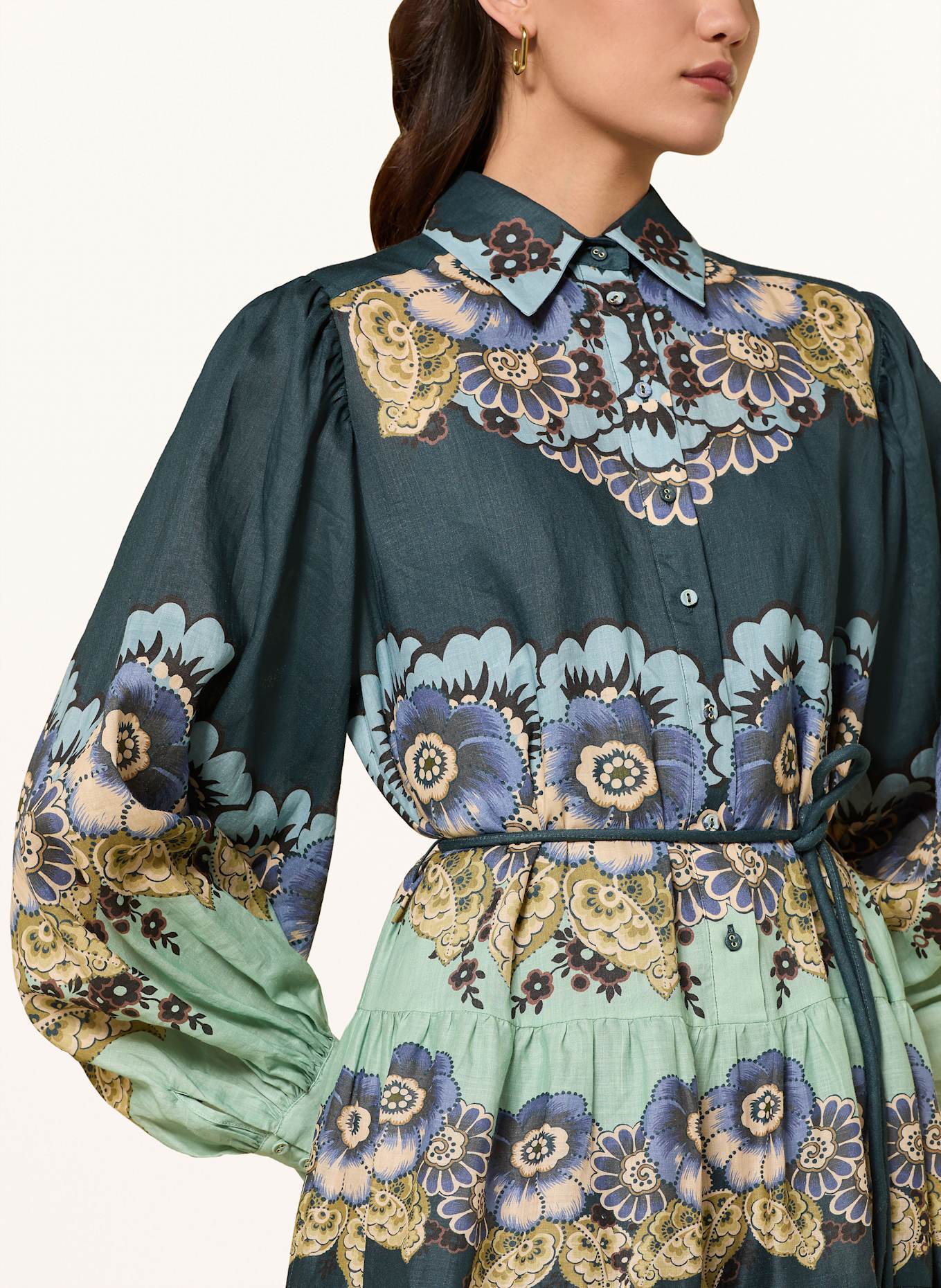ALÉMAIS Hemdblusenkleid MADALENA: PETROL/ BLAU/ MINT