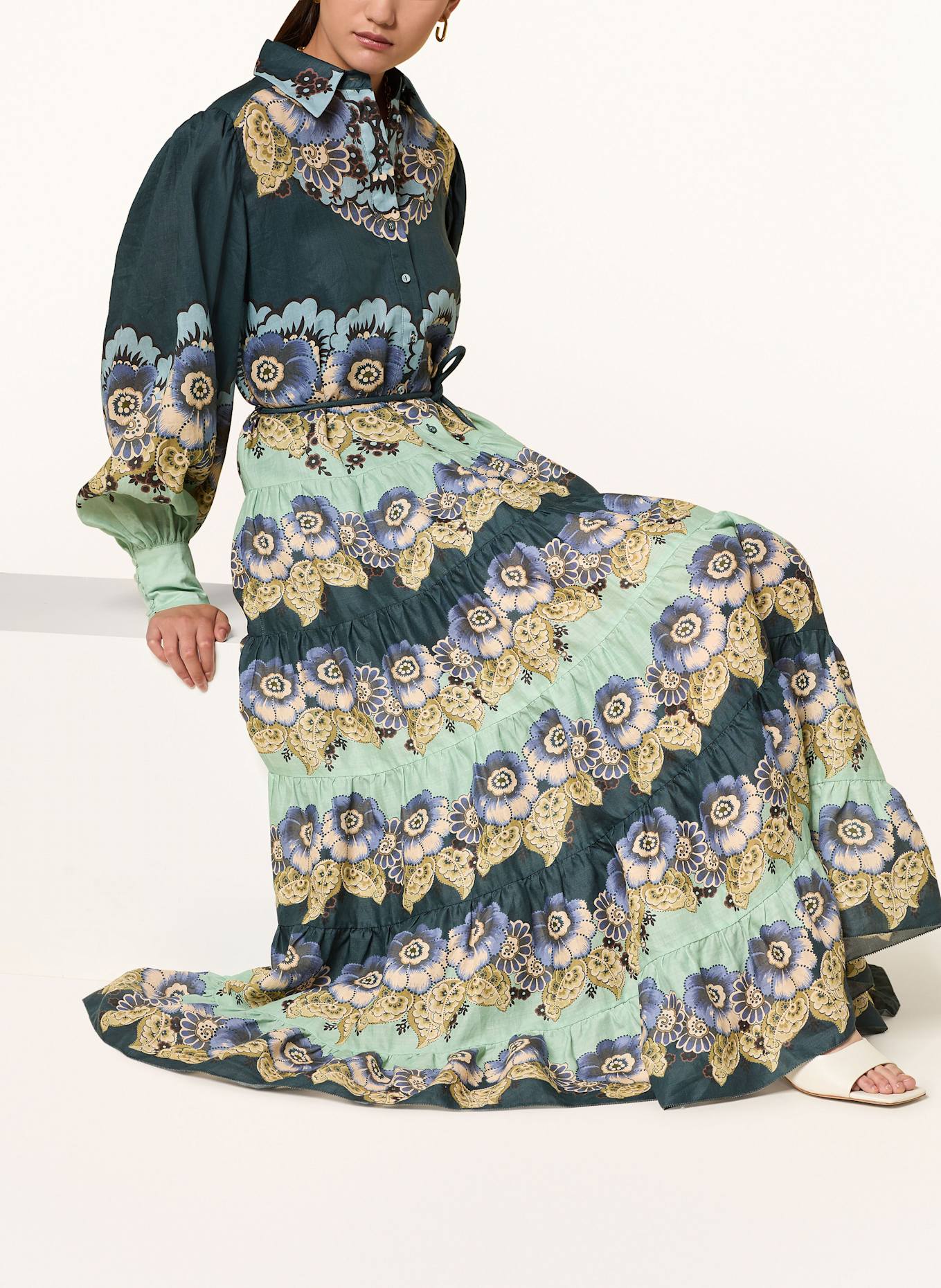 ALÉMAIS Hemdblusenkleid MADALENA: PETROL/ BLAU/ MINT