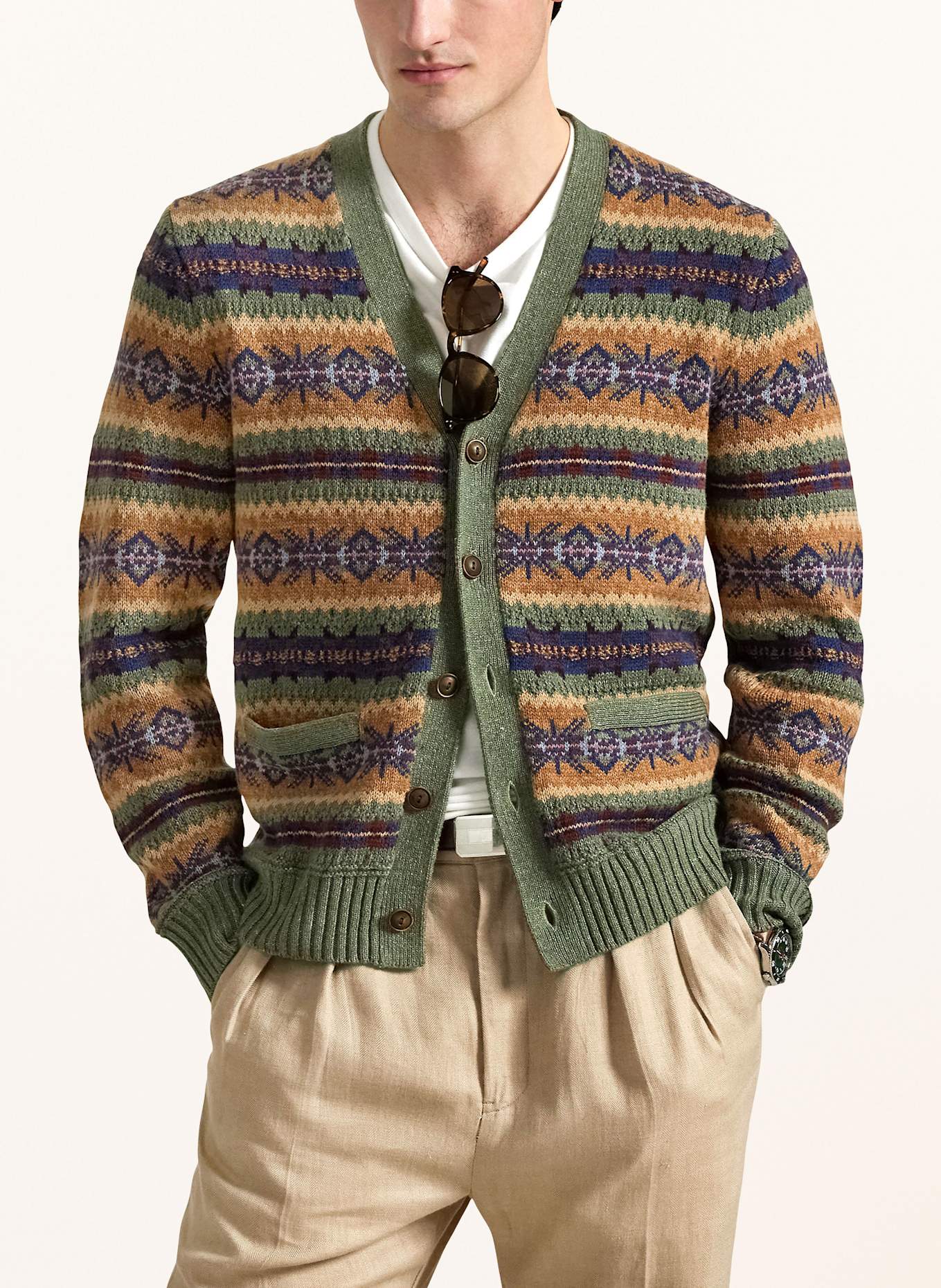POLO RALPH LAUREN Strickjacke: GRÜN/ BLAU/ BRAUN