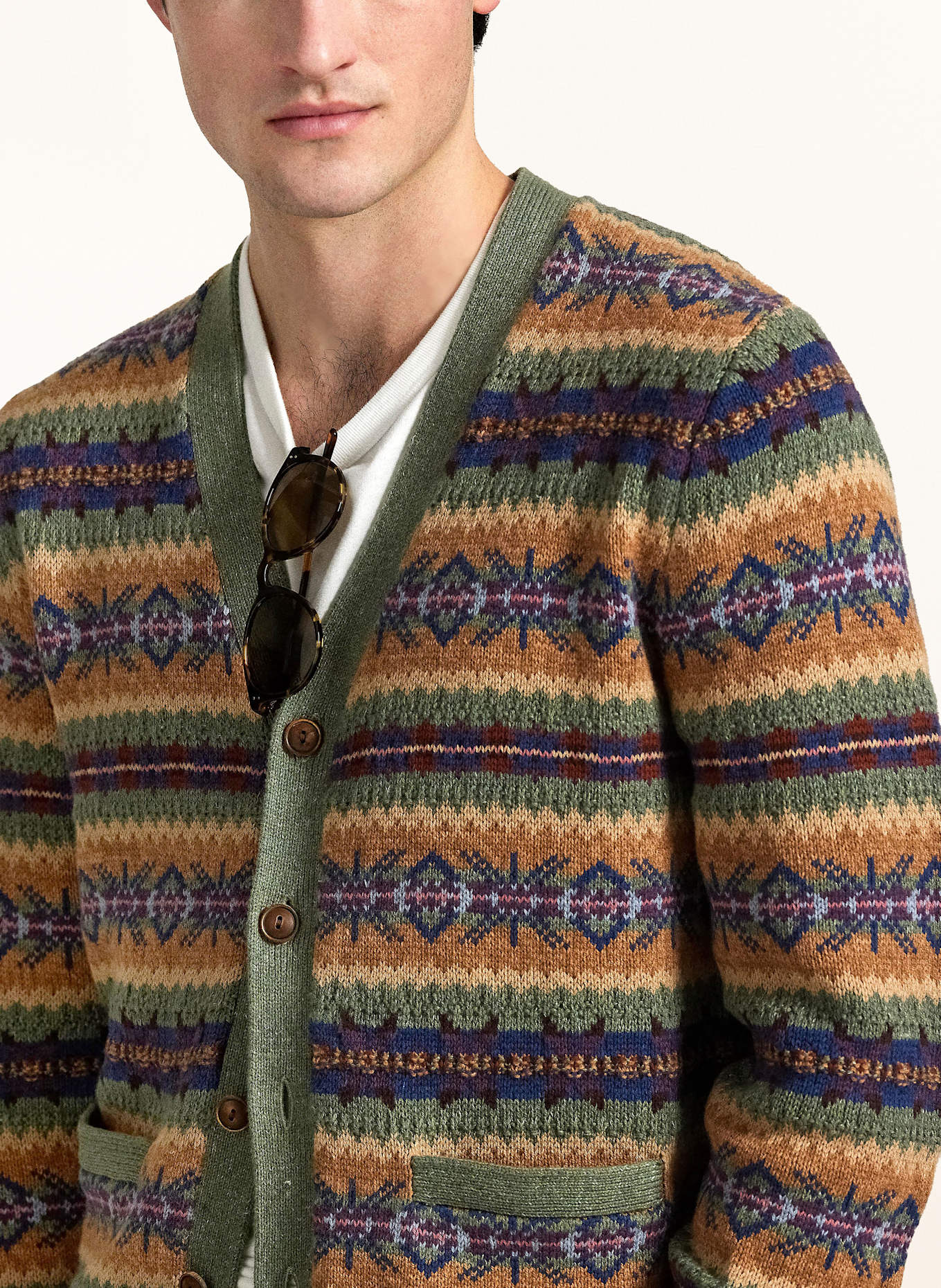 POLO RALPH LAUREN Strickjacke: GRÜN/ BLAU/ BRAUN