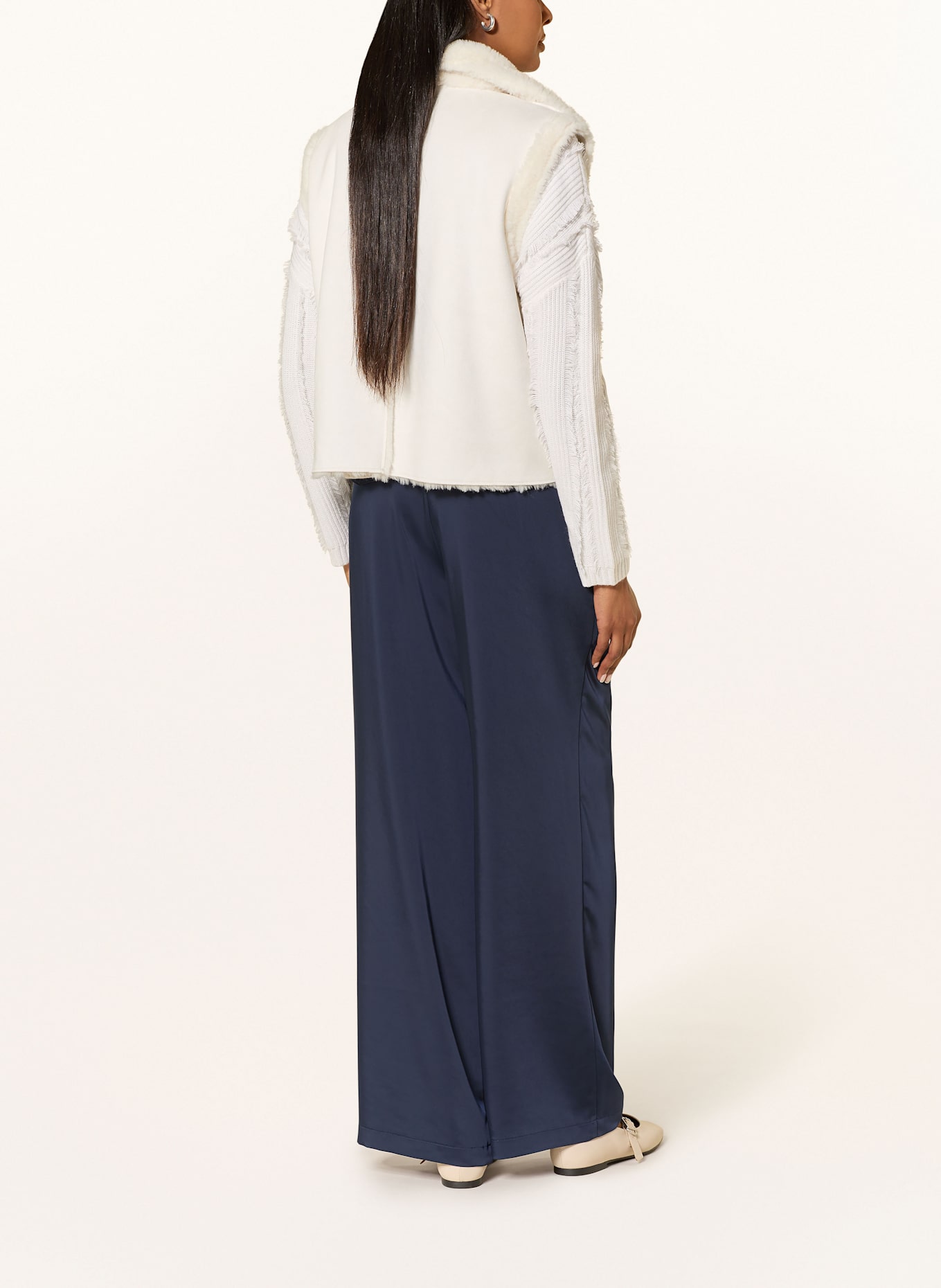 MARC AUREL Weste in Lederoptik mit Kunstfell: CREME