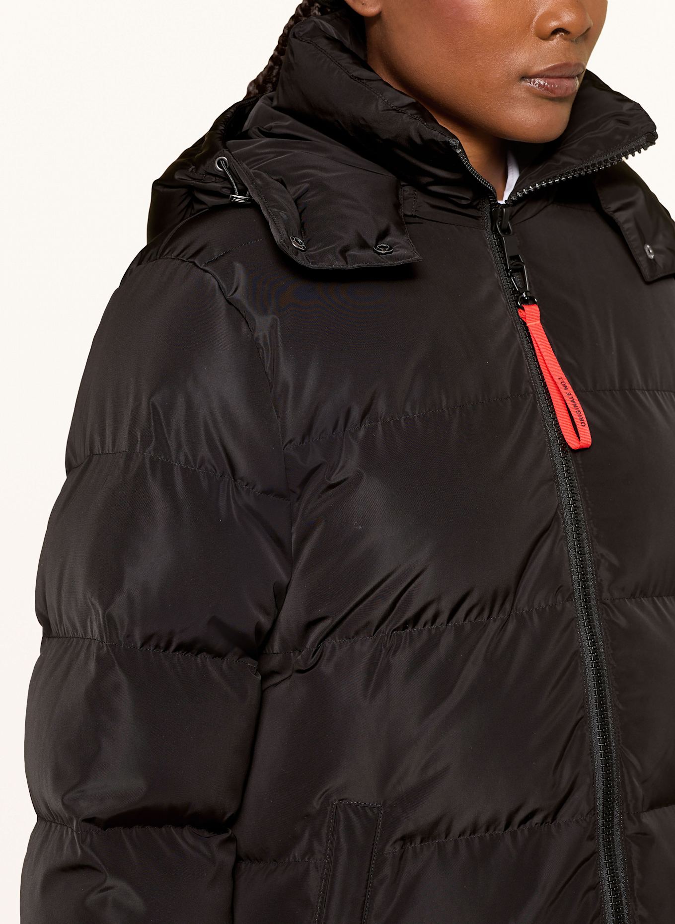 No.1 Como Steppmantel mit abnehmbarer Kapuze: SCHWARZ