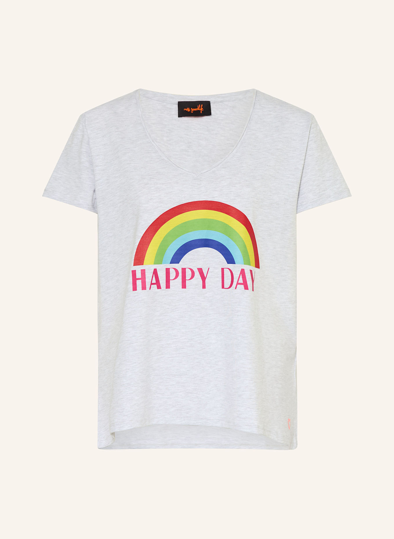 miss goodlife T-Shirt: HELLGRAU / GRÜN / GELB