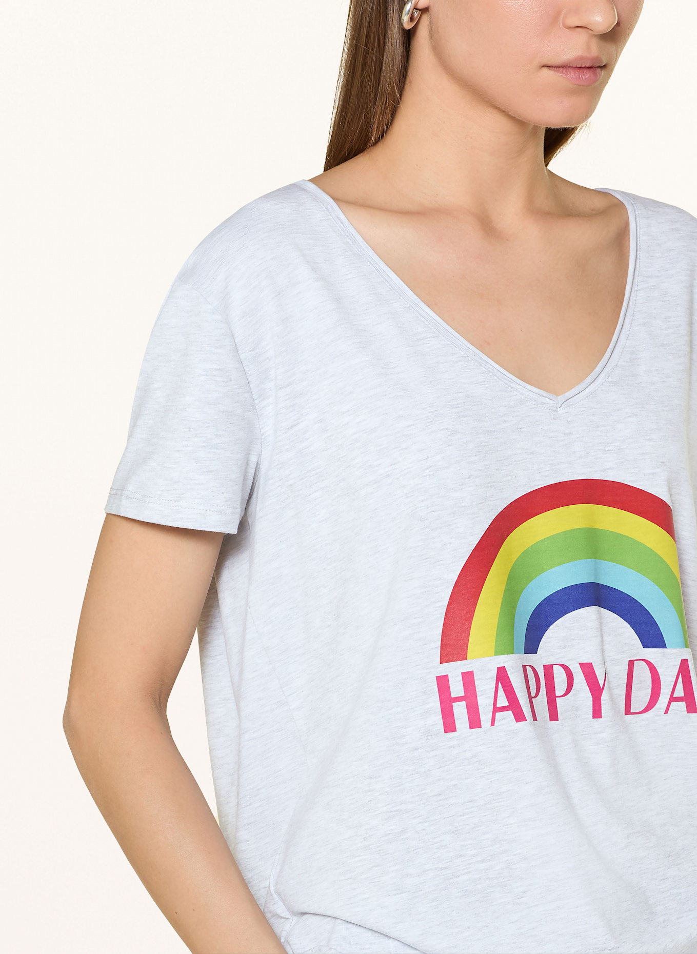 miss goodlife T-Shirt: HELLGRAU / GRÜN / GELB