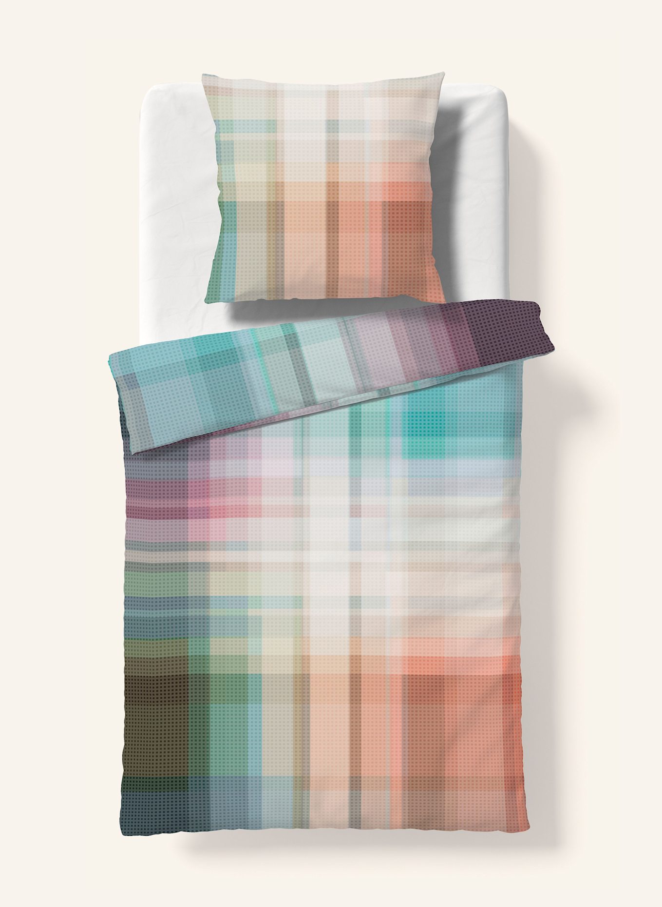 fleuresse Bettwäsche BED ART SMALL zum Wenden: PETROL / ORANGE / CREME