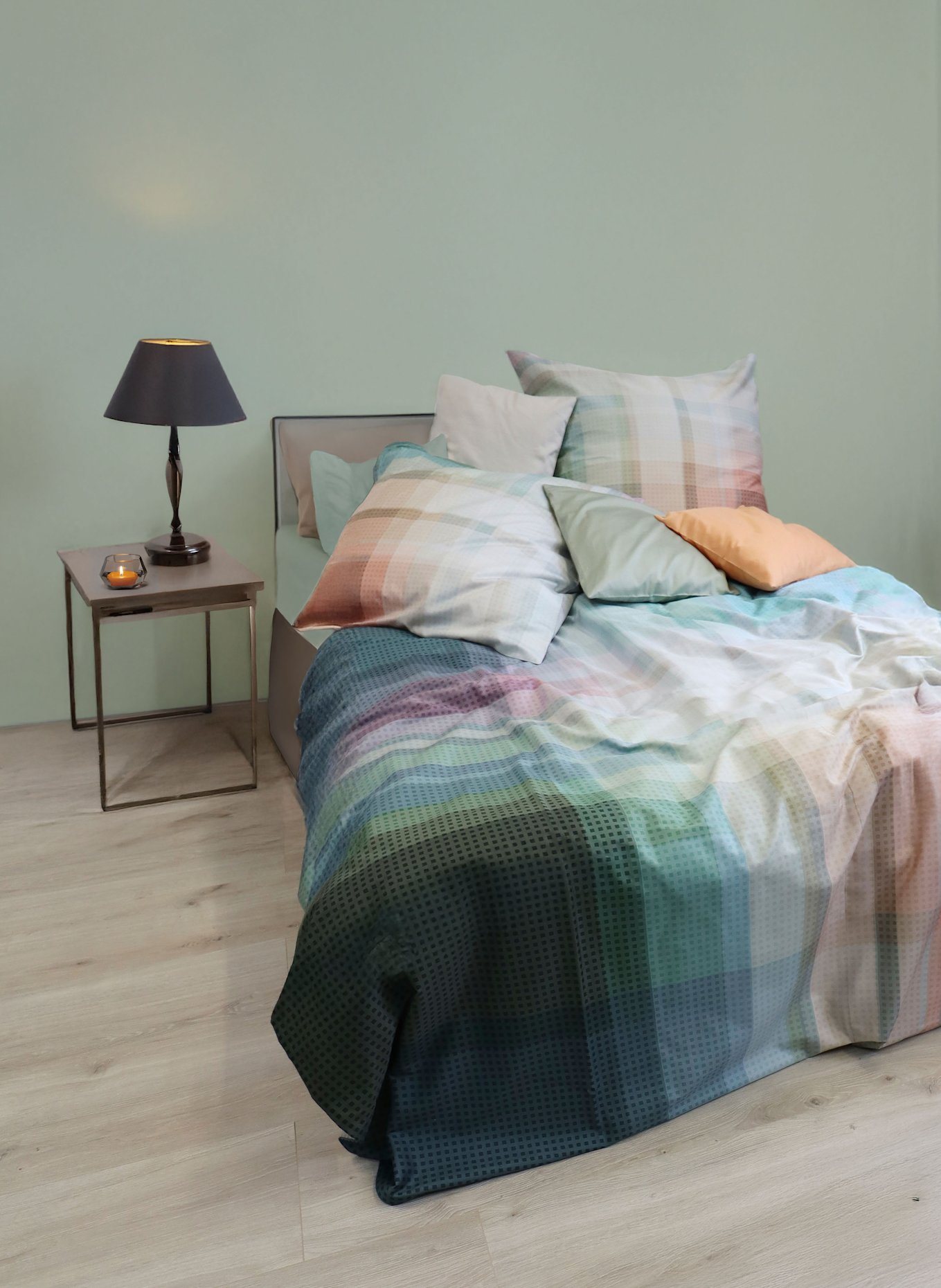 fleuresse Bettwäsche BED ART SMALL zum Wenden: PETROL / ORANGE / CREME