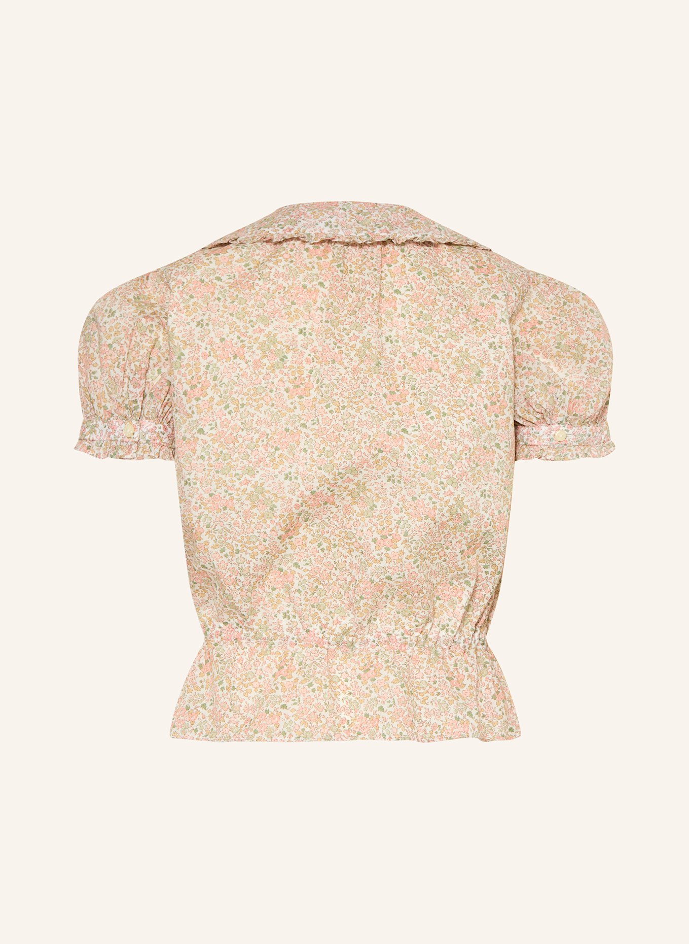 POLO RALPH LAUREN Blusenshirt mit Rüschen: CREME / GRÜN / ROSA