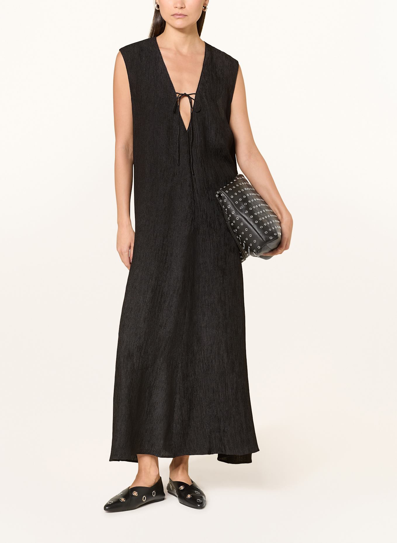 ANINE BING Kleid CONSTANCE mit Plissees: SCHWARZ