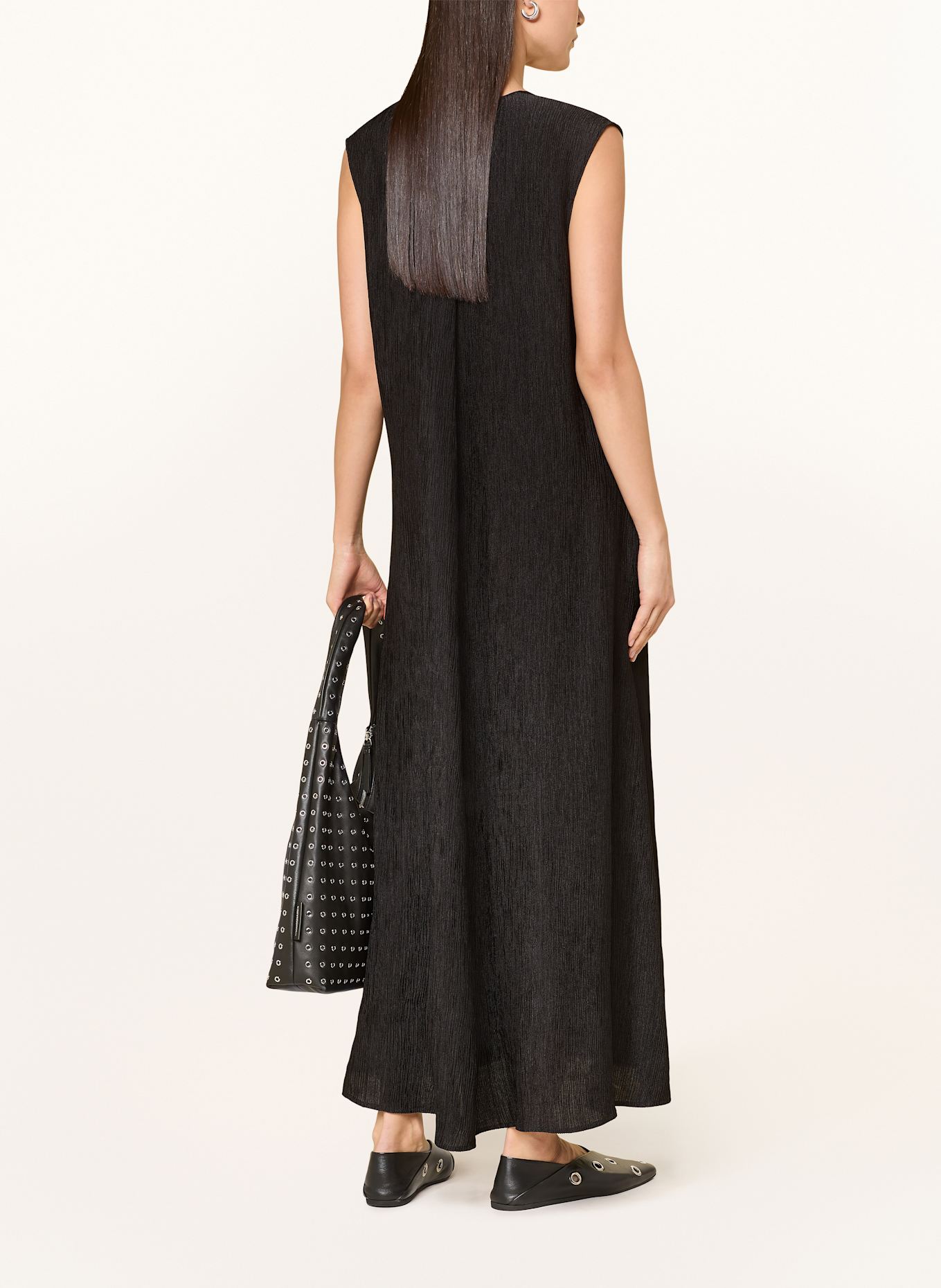 ANINE BING Kleid CONSTANCE mit Plissees: SCHWARZ