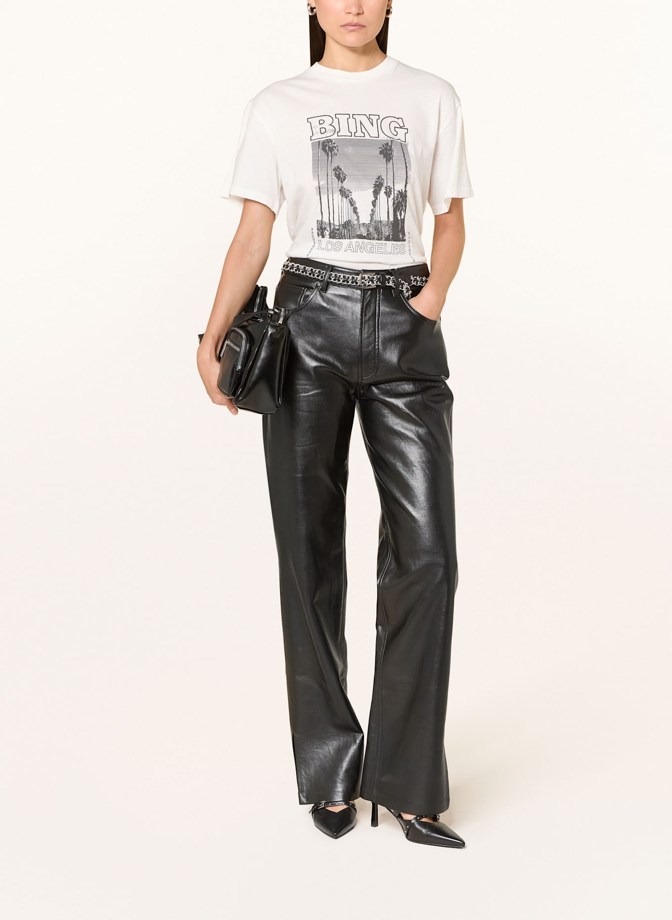 ANINE BING T-Shirt LOUIS: WEISS / SCHWARZ