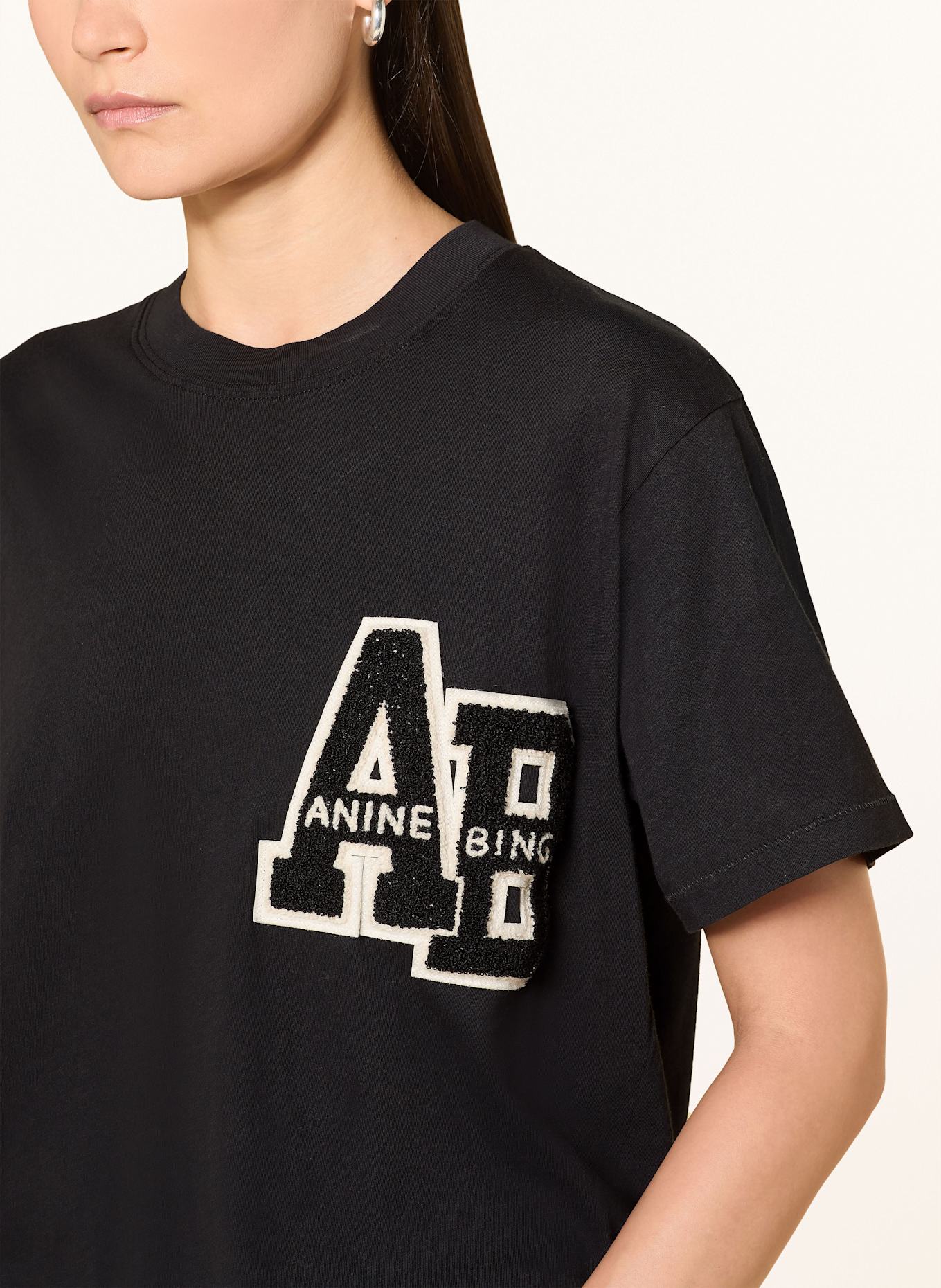 ANINE BING T-shirt LETTERMANN: CZARNY / BIAŁY