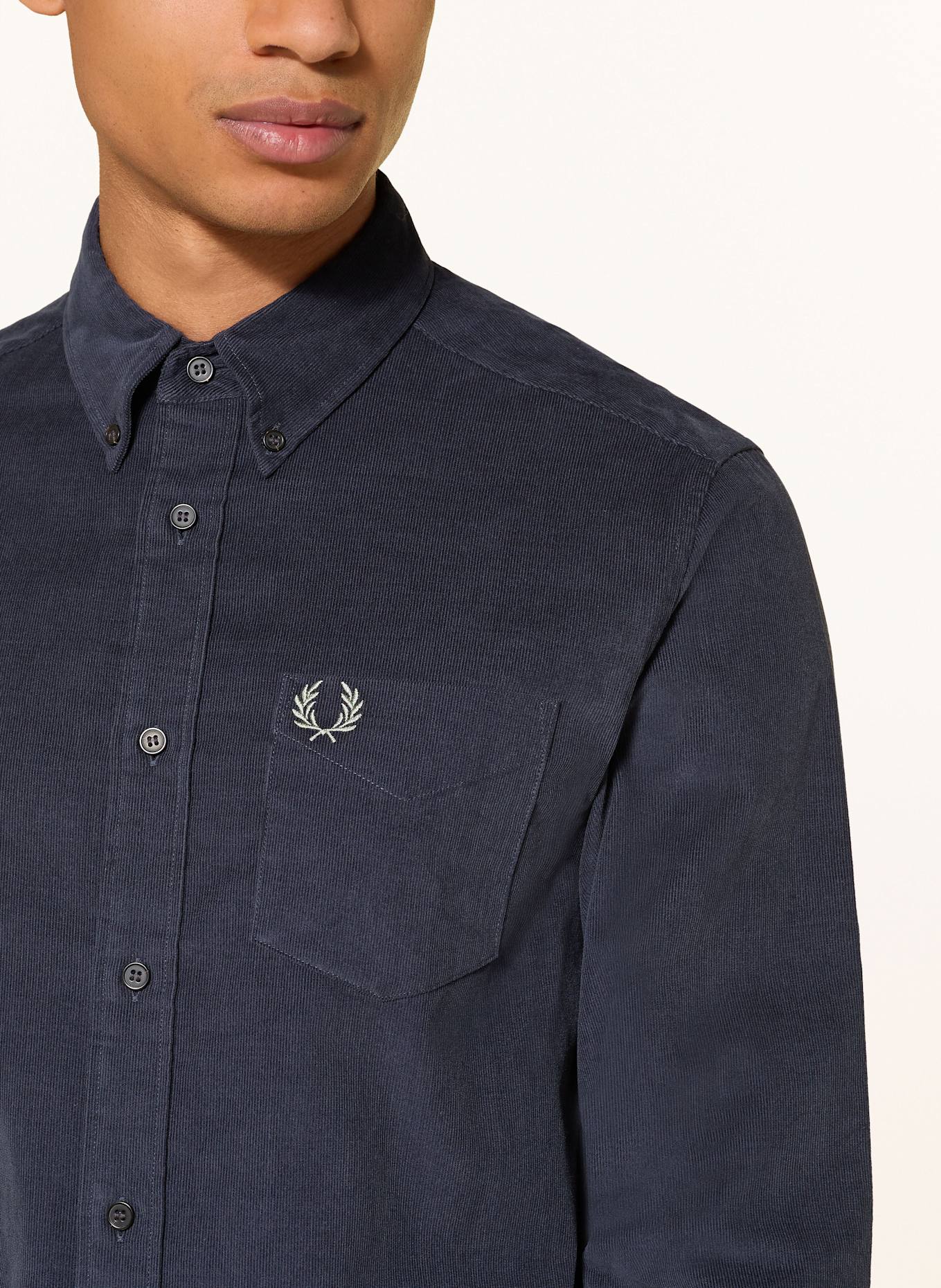 FRED PERRY Cordhemd Regular Fit: DUNKELBLAU