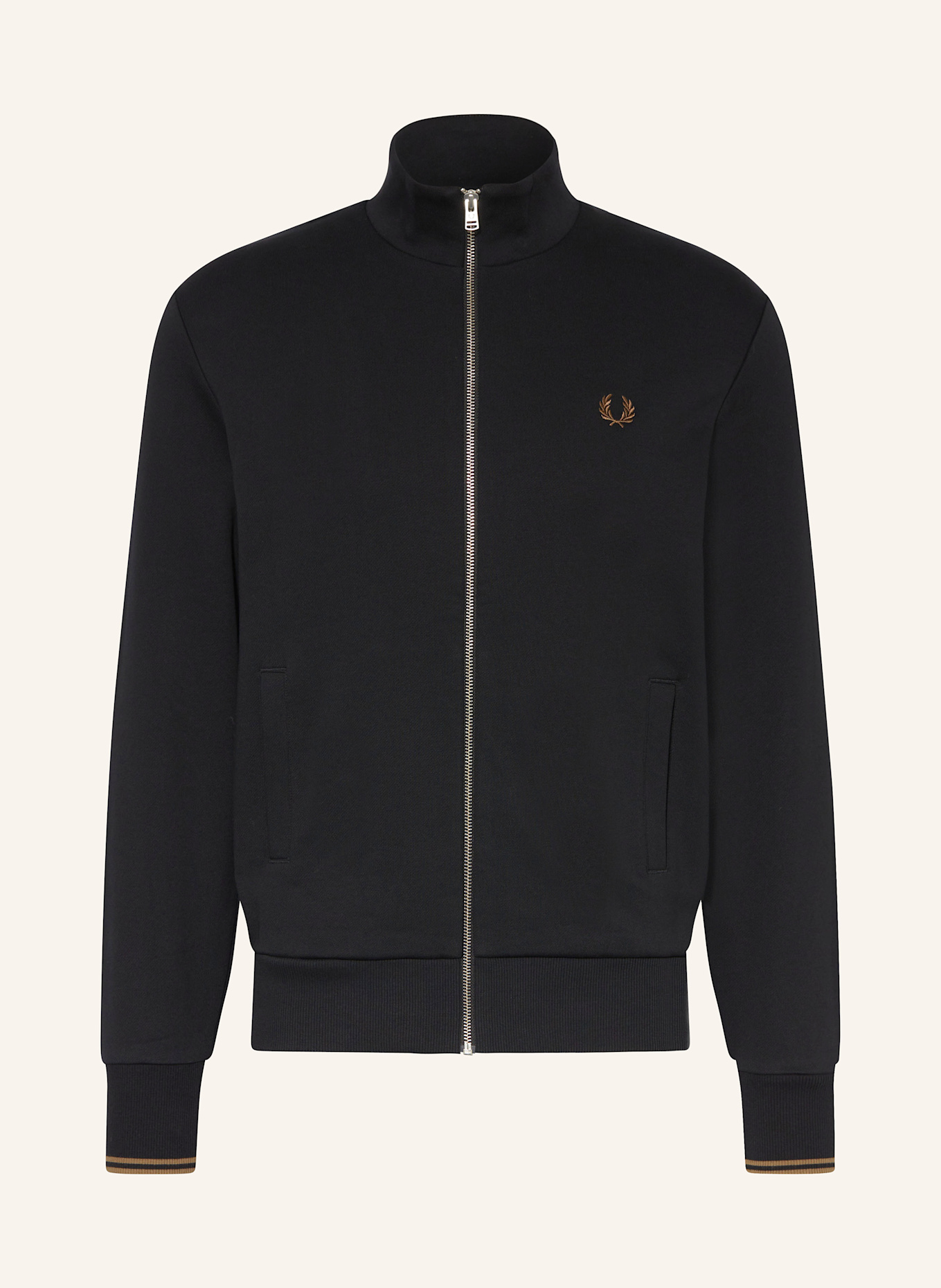 FRED PERRY Mikinová bunda: ČERNÁ