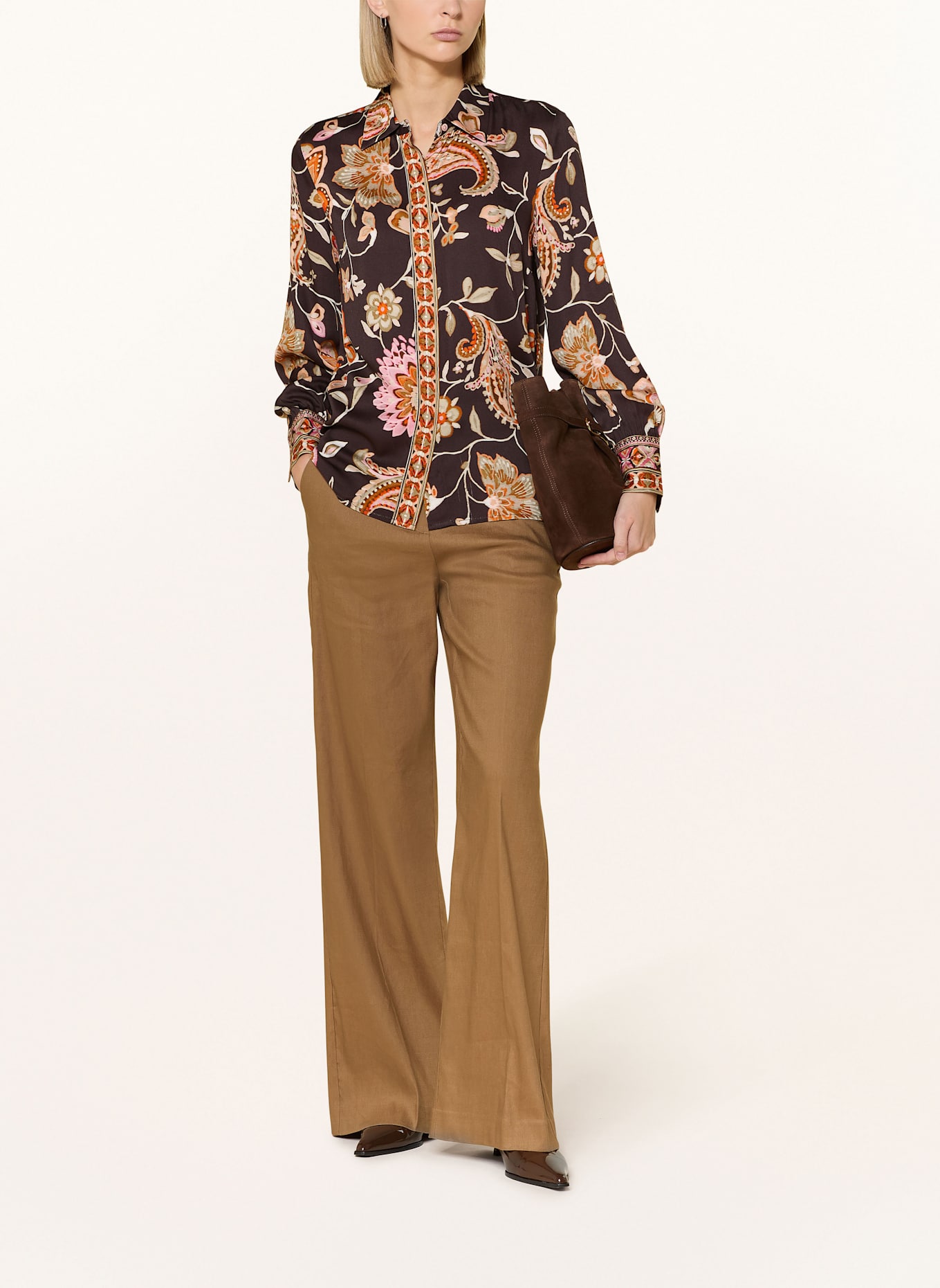 Emily VAN DEN BERGH Hemdbluse: DUNKELBRAUN / ORANGE / OLIV