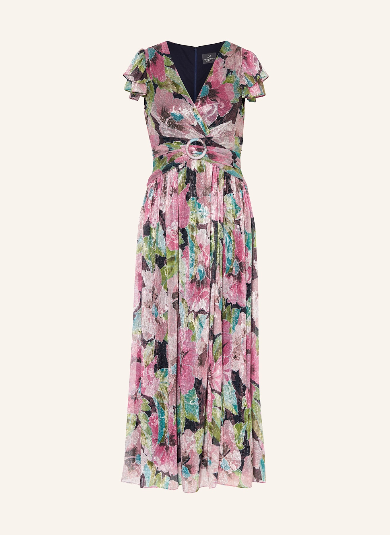 ADRIANNA PAPELL Sukienka wieczorowa z błyszczącą przędzą: RÓŻOWY / CZARNY / ZIELONY