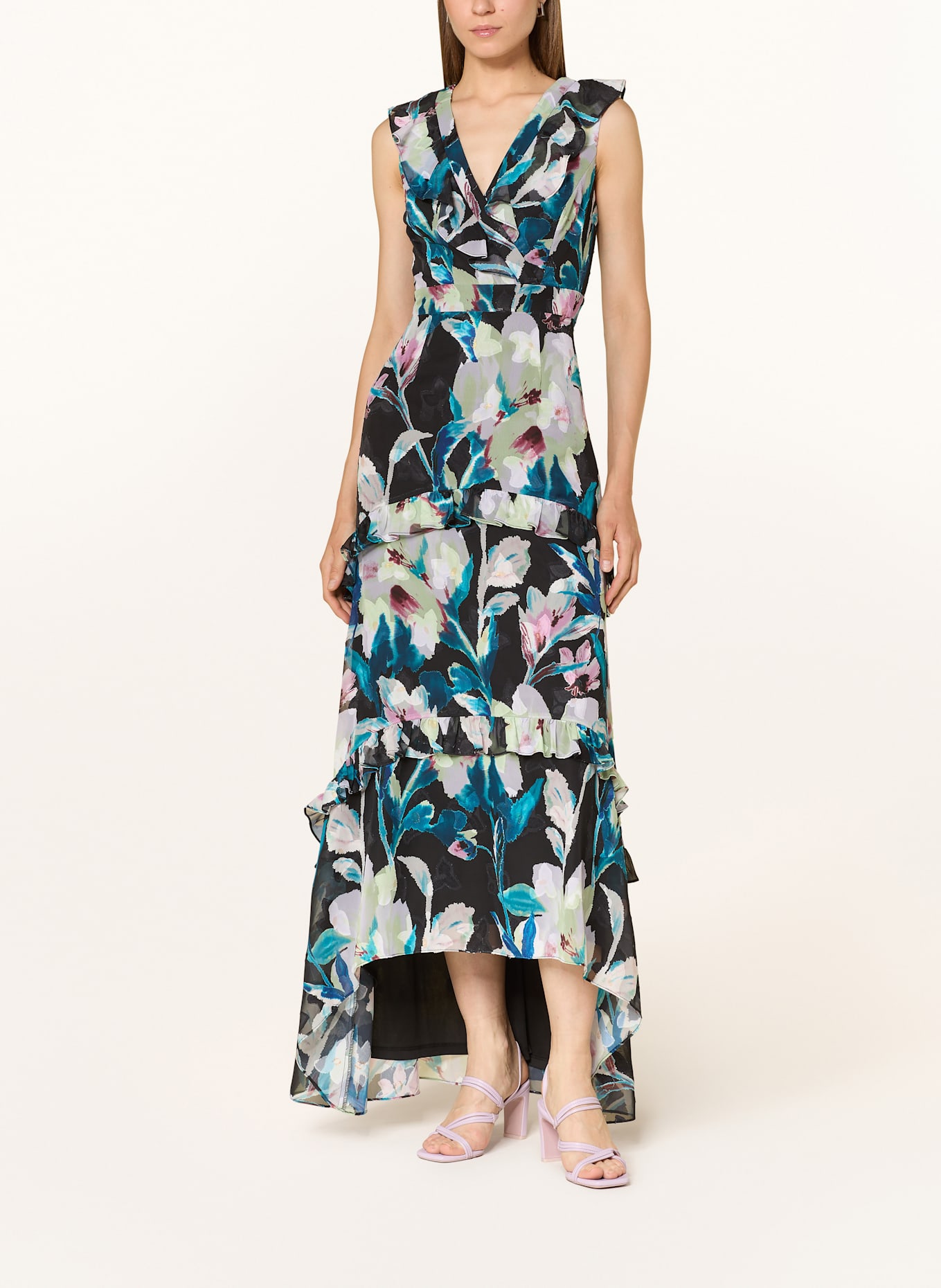 ADRIANNA PAPELL Abendkleid: SCHWARZ / MINT / BLAU